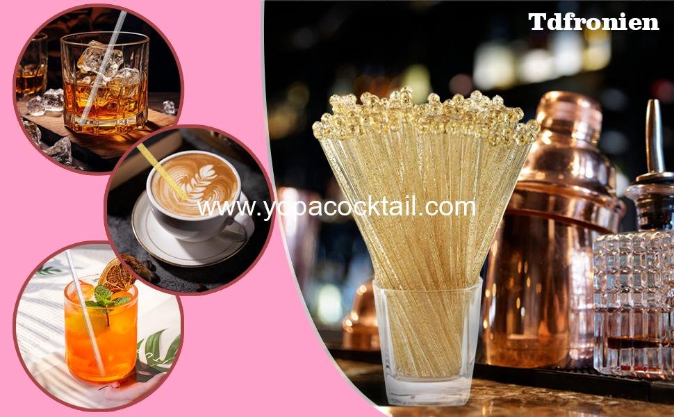 Wholesale 100 Pieces Clear Plastic Swizzle Sticks, 7.24 Inch Round Top Cocktail and Coffee Drink Stirrers, Golden - Supplier