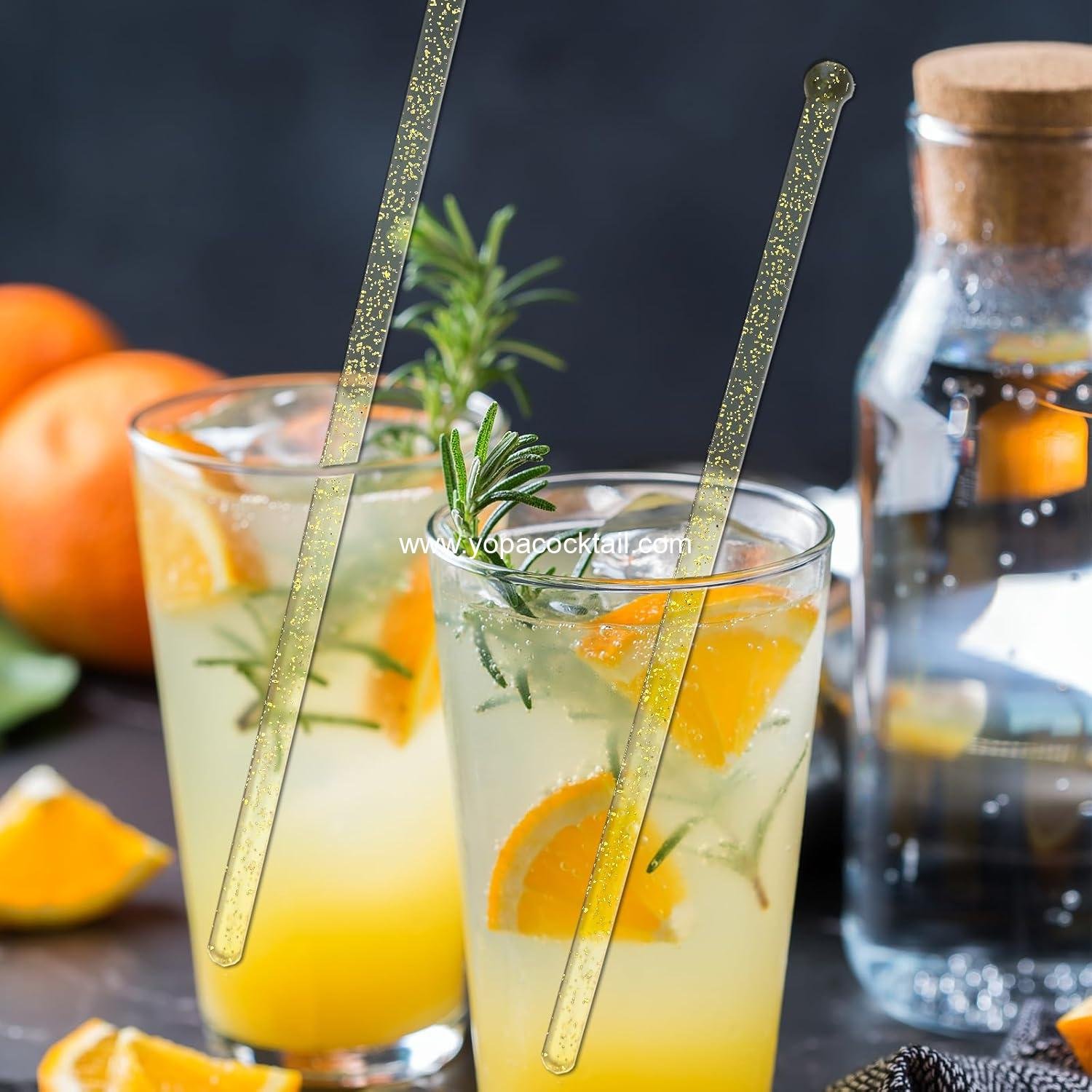 Wholesale 100 Pieces Clear Plastic Swizzle Sticks, 7.24 Inch Round Top Cocktail and Coffee Drink Stirrers, Golden - Supplier