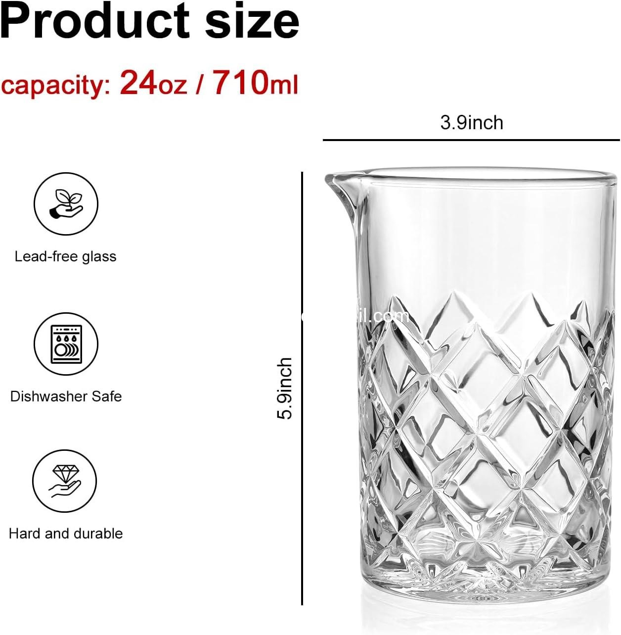 Wholesale 24oz Crystal Cocktail Mixing Glass | Bartender Stirring Beaker | Old Fashioned Drinks Pitcher | Professional Whiskey Barware Supplier