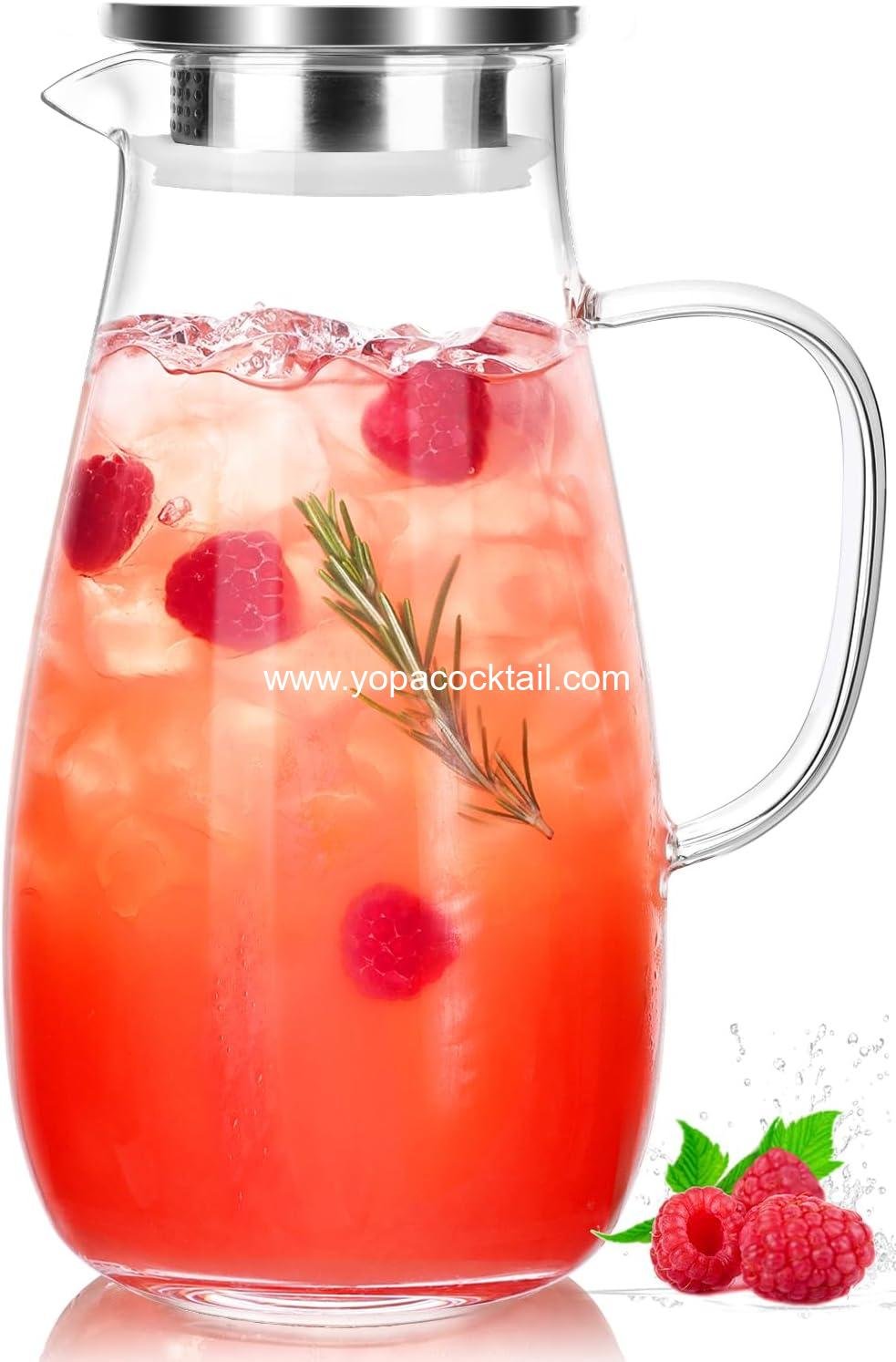 Wholesale Borosilicate Glass Pitcher with Lid, 64oz Water Jug with Handle for Iced Tea, Juice, Milk, Coffee, Hot or Cold Beverages, 2 Quart - Supplier