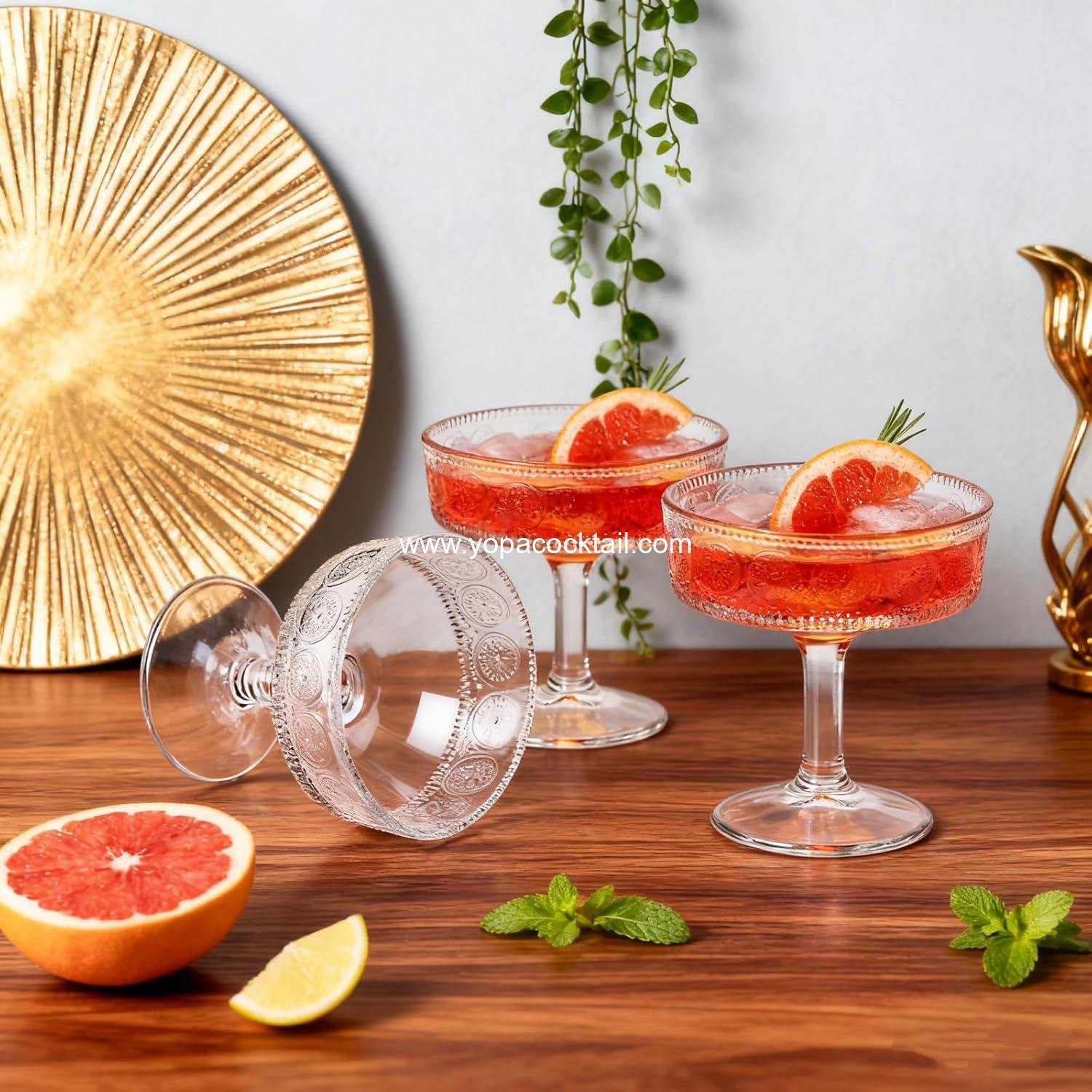 Wholesale Set of 6 Vintage Coupe Glasses - 7 OZ Embossed Martini and Floral Fluted Cocktail Glasses, Unique Clear Margarita Cups, Romantic Glassware for Wine and Champagne Supplier Wholesale Set of 6 Vintage Coupe Glasses - 7 OZ Embossed Martini and Floral Fluted Cocktail Glasses, Unique Clear Margarita Cups, Romantic Glassware for Wine and Champagne Supplier