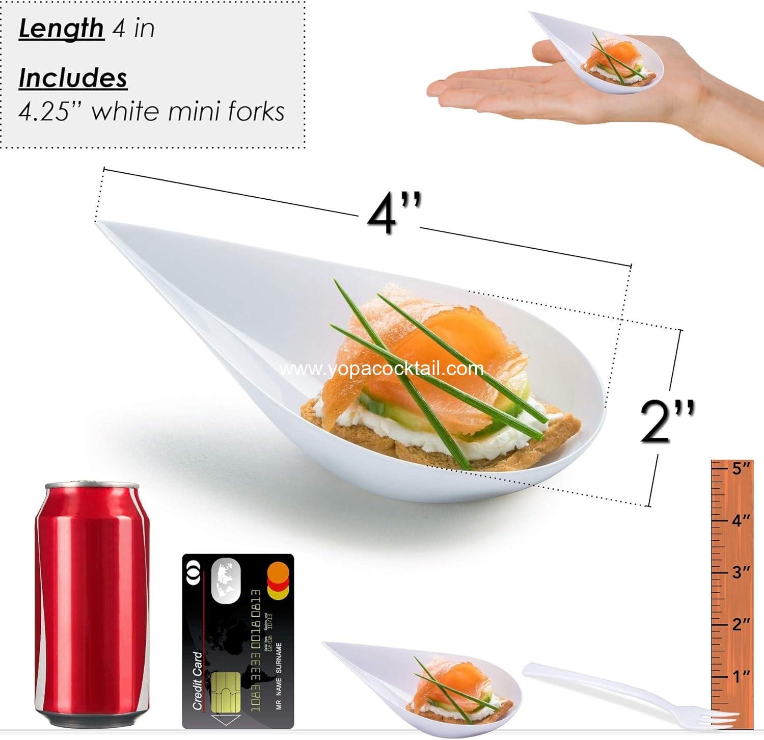 Wholesale 100 Count 4-in Tear Drop Mini Appetizer Plates with Forks and Reusable White Plastic Spoons - Ideal for Desserts and Appetizers - Small Catering Cup - ODM Supplier Wholesale 100 Count 4-in Tear Drop Mini Appetizer Plates with Forks and Reusable White Plastic Spoons - Ideal for Desserts and Appetizers - Small Catering Cup - ODM Supplier