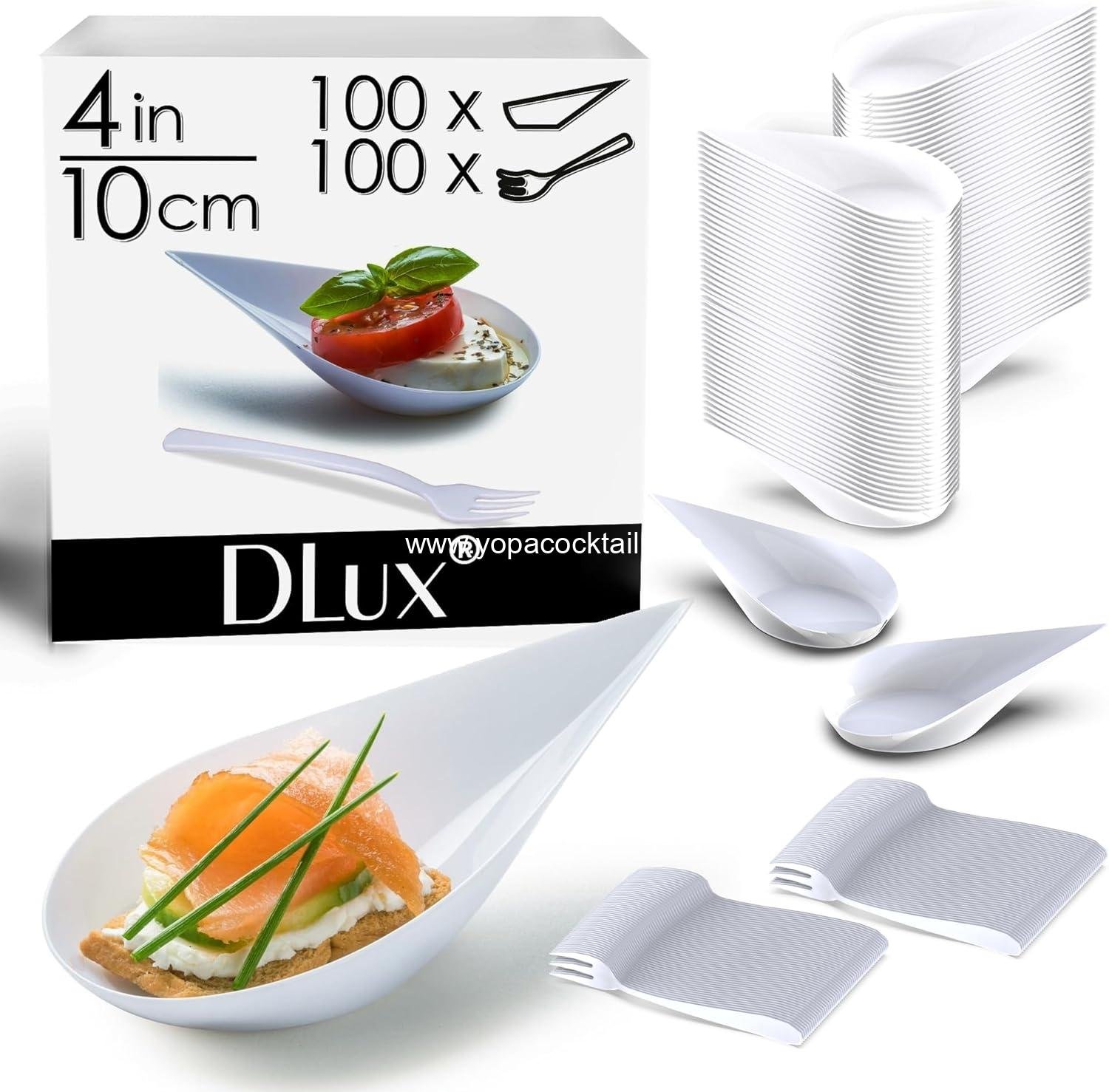 Wholesale 100 Count 4-in Tear Drop Mini Appetizer Plates with Forks and Reusable White Plastic Spoons - Ideal for Desserts and Appetizers - Small Catering Cup - ODM Supplier Wholesale 100 Count 4-in Tear Drop Mini Appetizer Plates with Forks and Reusable White Plastic Spoons - Ideal for Desserts and Appetizers - Small Catering Cup - ODM Supplier
