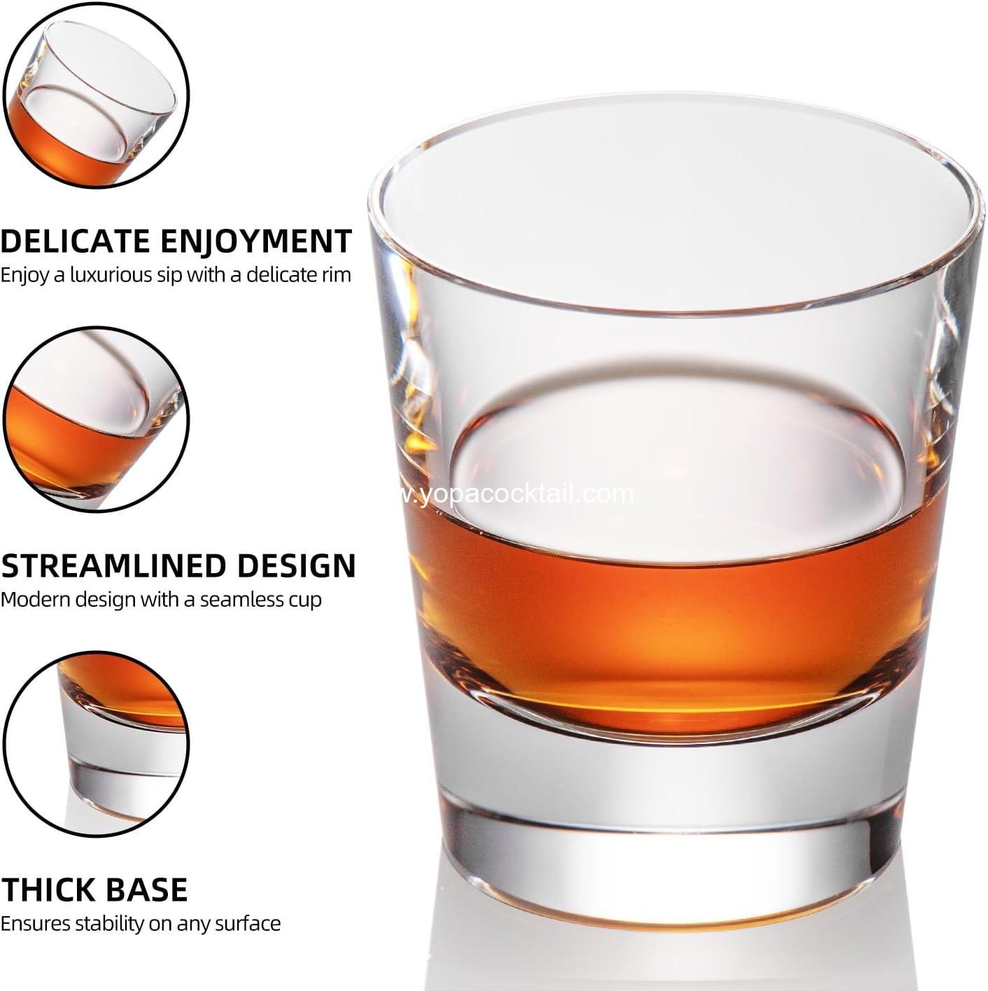 Wholesale Hand Blown Crystal Whiskey Glasses Set of 2, 8.79oz Old Fashioned Stemless Cocktail Glasses, Luxury Handcrafted Scotch Cups, Perfect Gift for Men and Women, Bourbon Barware Supplier