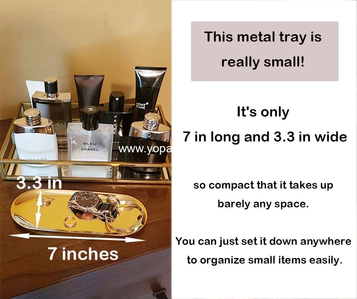 Wholesale Oval Decorative Tray Set of 2 - 7 Inch Jewelry Dish and Cosmetics Organizer for Bathroom Clutter and Serving Platter - Gold Supplier Wholesale Oval Decorative Tray Set of 2 - 7 Inch Jewelry Dish and Cosmetics Organizer for Bathroom Clutter and Serving Platter - Gold Supplier