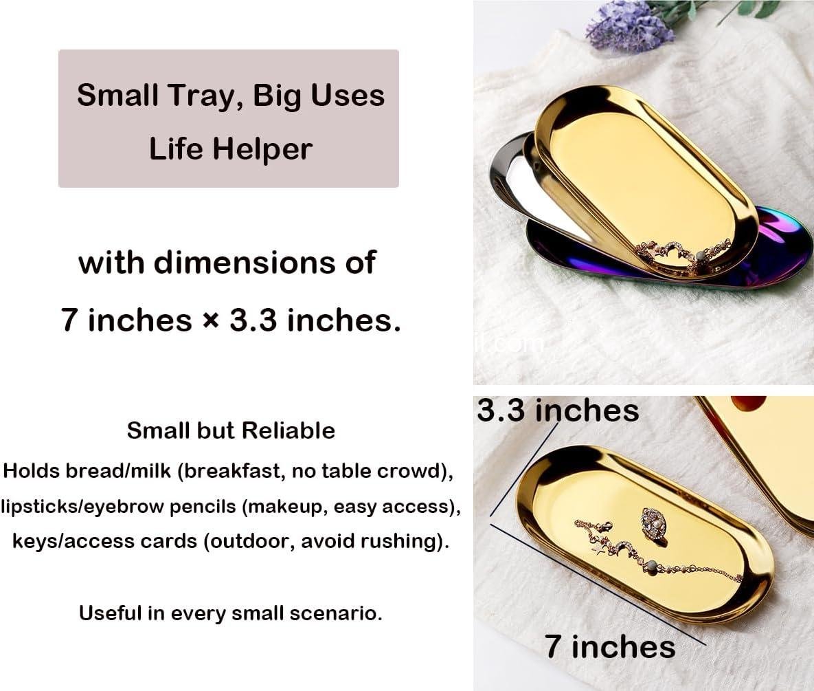 Wholesale Oval Decorative Tray Set of 2 - 7 Inch Jewelry Dish and Cosmetics Organizer for Bathroom Clutter and Serving Platter - Gold Supplier Wholesale Oval Decorative Tray Set of 2 - 7 Inch Jewelry Dish and Cosmetics Organizer for Bathroom Clutter and Serving Platter - Gold Supplier