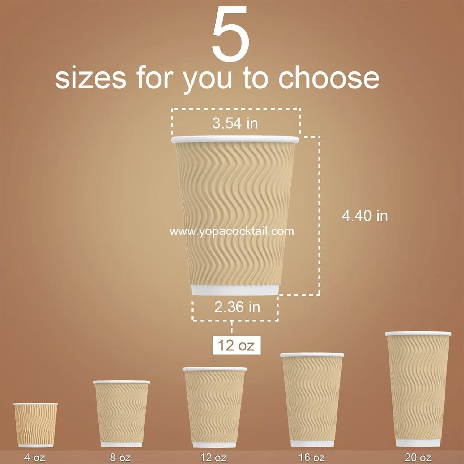 Wholesale 12 oz Disposable Insulated Ripple Wall Paper Cups, 100 pcs Hot Coffee Cups (Brown) - Supplier