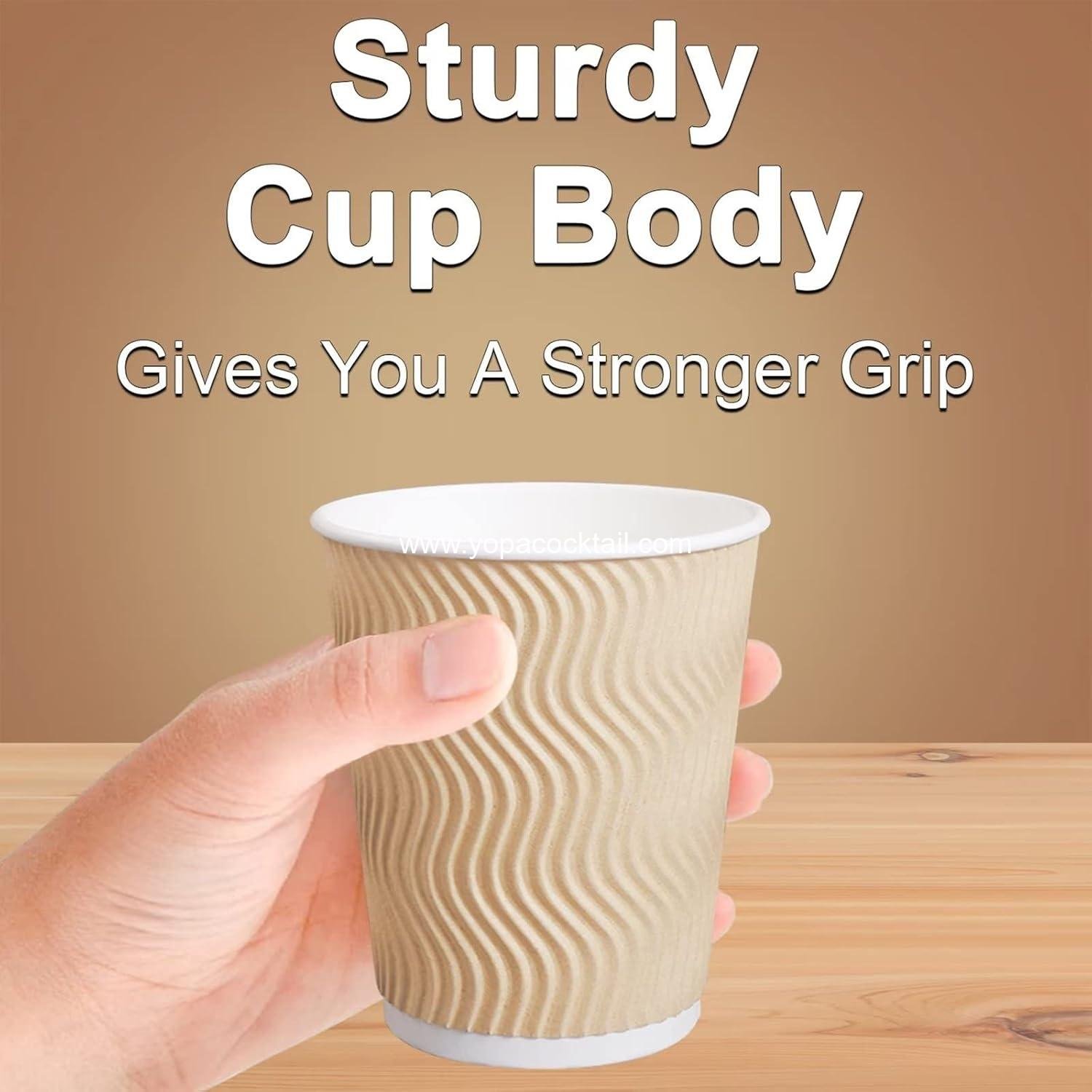 Wholesale 12 oz Disposable Insulated Ripple Wall Paper Cups, 100 pcs Hot Coffee Cups (Brown) - Supplier