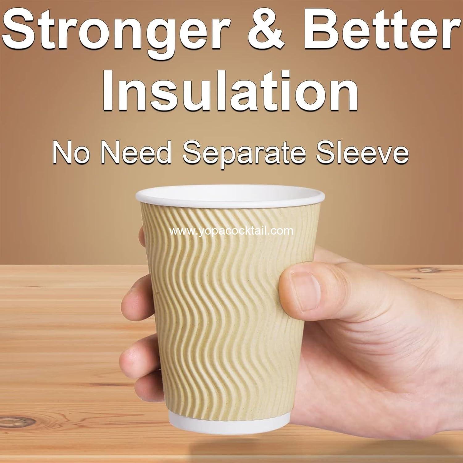 Wholesale 12 oz Disposable Insulated Ripple Wall Paper Cups, 100 pcs Hot Coffee Cups (Brown) - Supplier