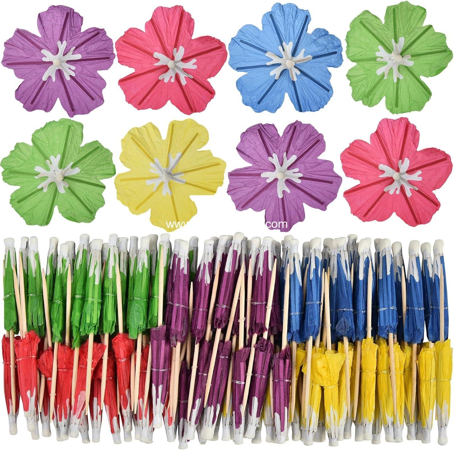 144 Pcs Drink Umbrella Cocktail Picks, Tropical Hawaiian Luau Party Parasol Toothpicks, Cupcake Topper for Summer, Pool, Tiki Party Decorations