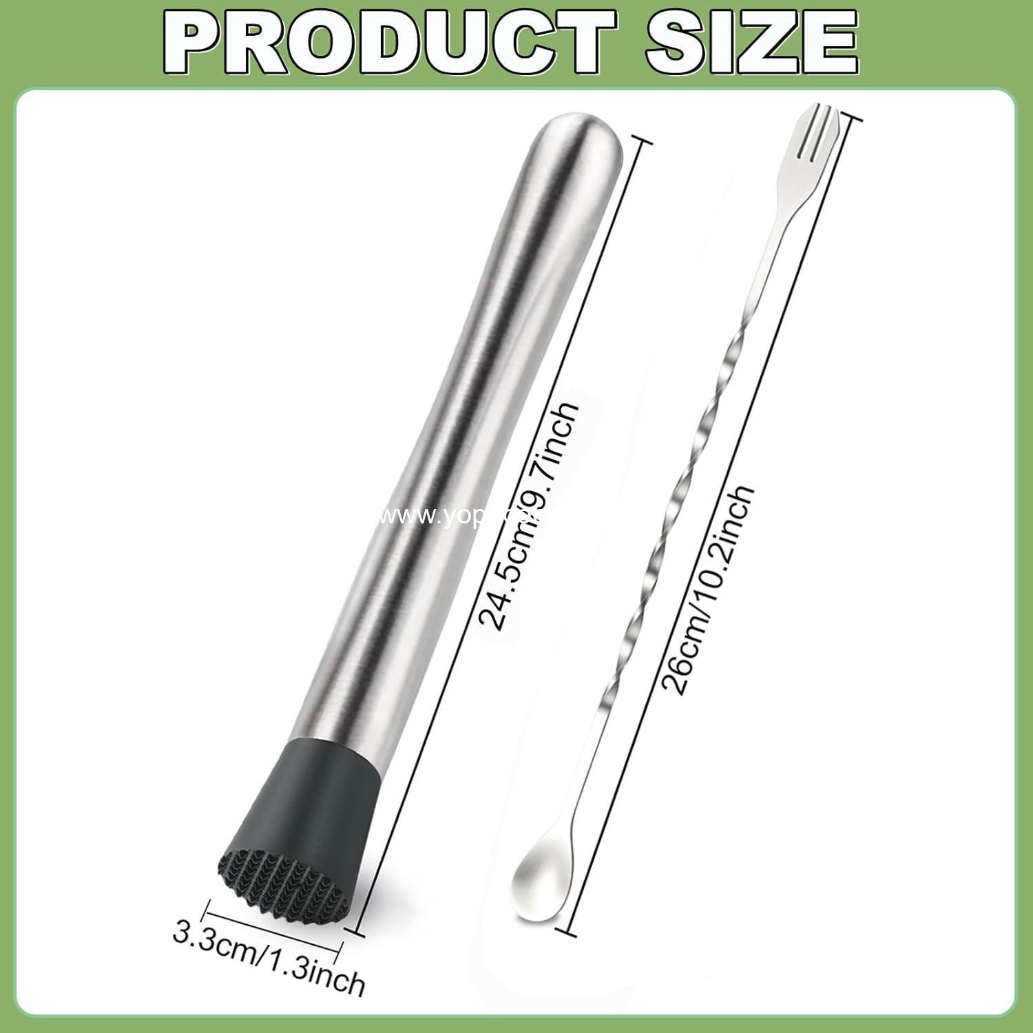 Wholesale 4Pcs 10'' Muddler and Spoon Set for Cocktails, 304 Stainless Steel Fruit Smasher, Home Bar Bartender Accessories, Mixing Tools for Mojitos and Lemonade Stand Supplier