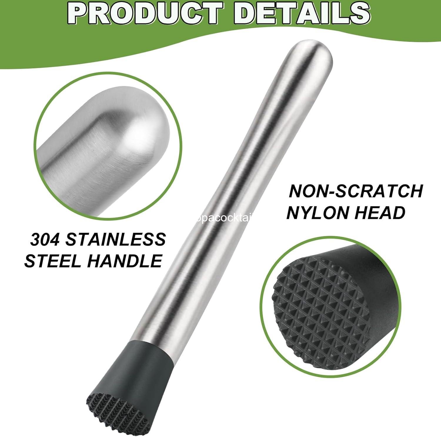 Wholesale 4Pcs 10'' Muddler and Spoon Set for Cocktails, 304 Stainless Steel Fruit Smasher, Home Bar Bartender Accessories, Mixing Tools for Mojitos and Lemonade Stand Supplier
