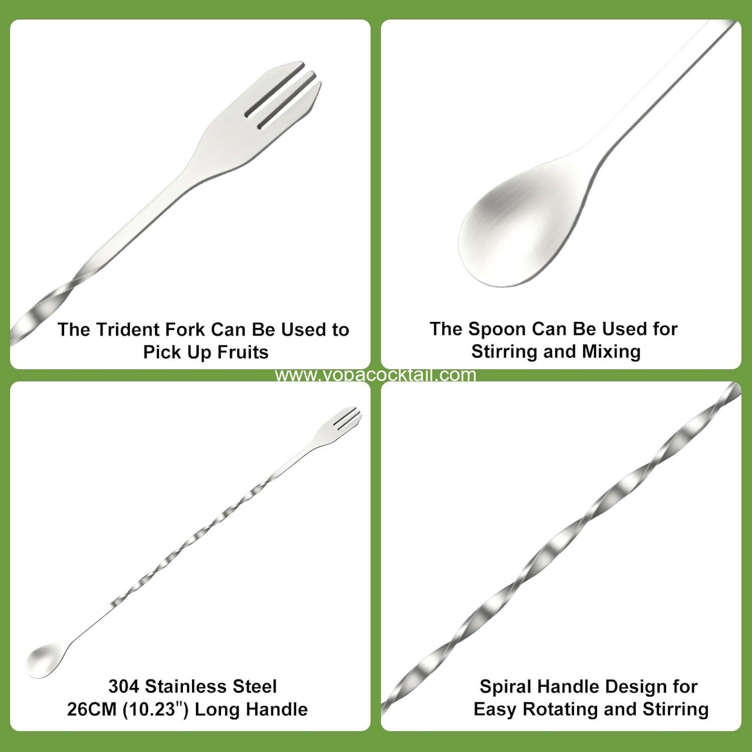 Wholesale 4Pcs 10'' Muddler and Spoon Set for Cocktails, 304 Stainless Steel Fruit Smasher, Home Bar Bartender Accessories, Mixing Tools for Mojitos and Lemonade Stand Supplier