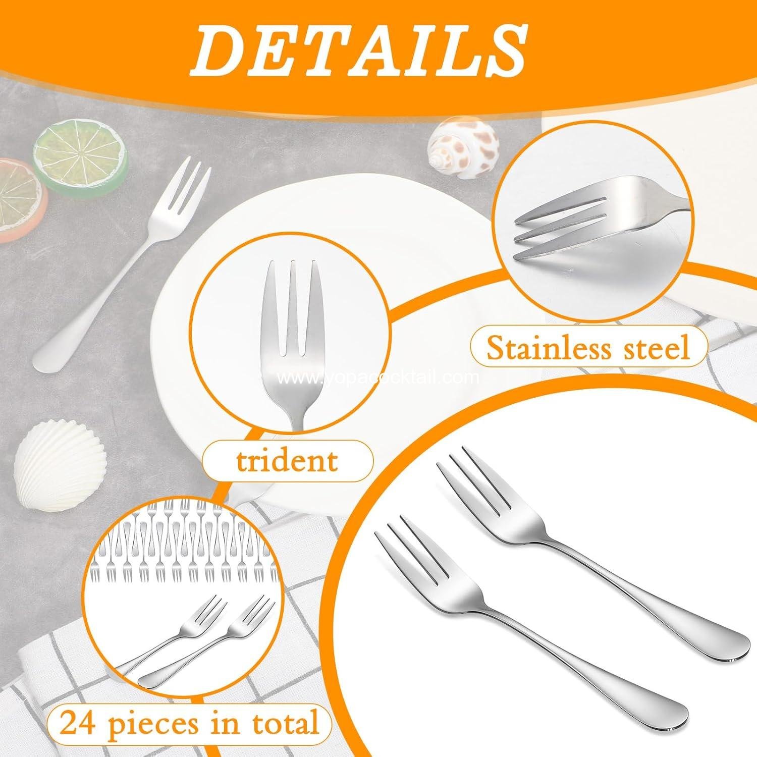 Wholesale 36 Pcs Oyster Forks - Portable 5.5 Inch Stainless Steel 3 Prong Forks for Seafood, Cocktail, Salad, and Dessert Tasting - Perfect for Crab and Escargot Parties - Supplier