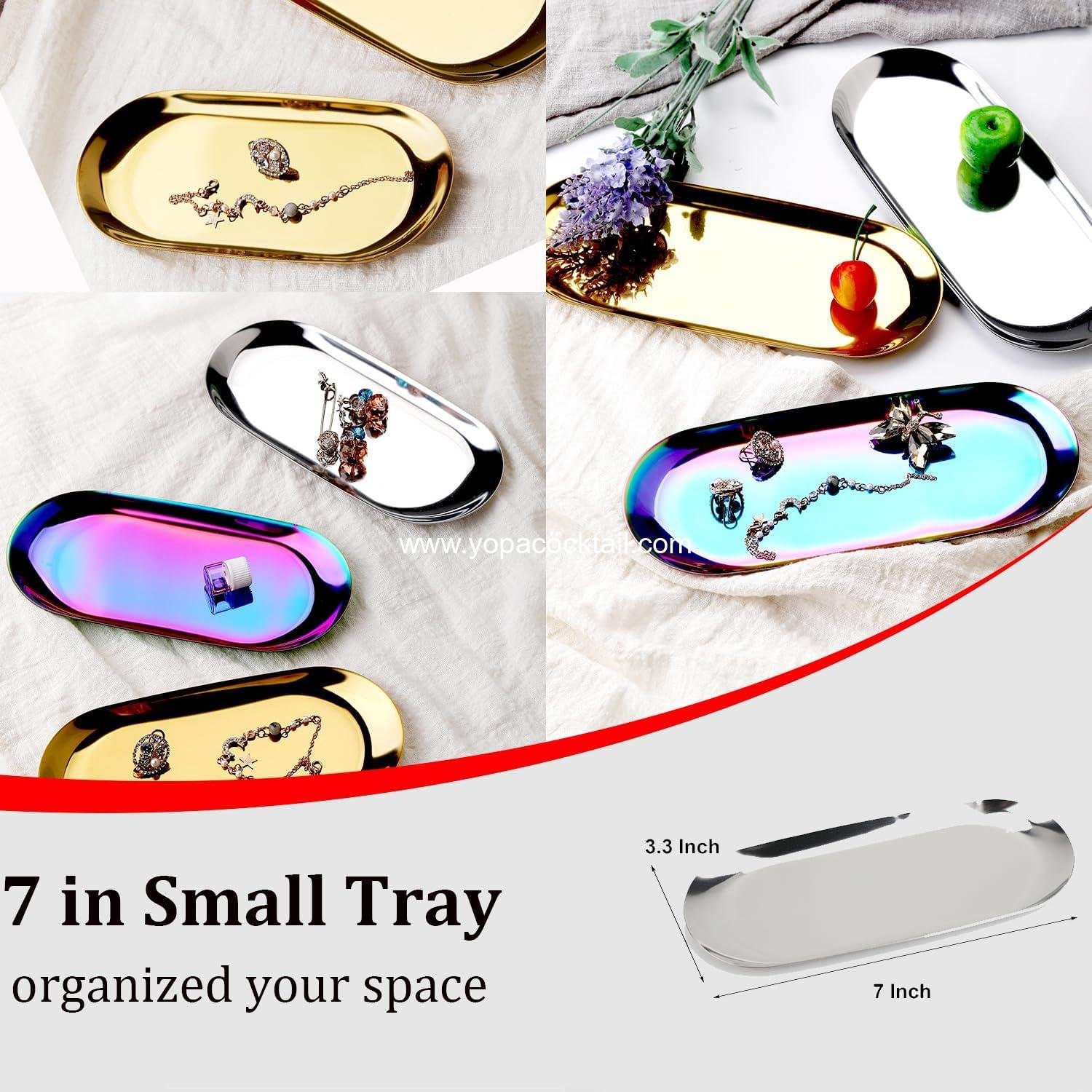 OEM Stainless Steel Decorative Tray Set of 2 - 7 Inch Oval Jewelry Dish and Cosmetics Organizer for Bathroom Clutter and Serving Platter, Small Storage Tray, Silver Supplier OEM Stainless Steel Decorative Tray Set of 2 - 7 Inch Oval Jewelry Dish and Cosmetics Organizer for Bathroom Clutter and Serving Platter, Small Storage Tray, Silver Supplier