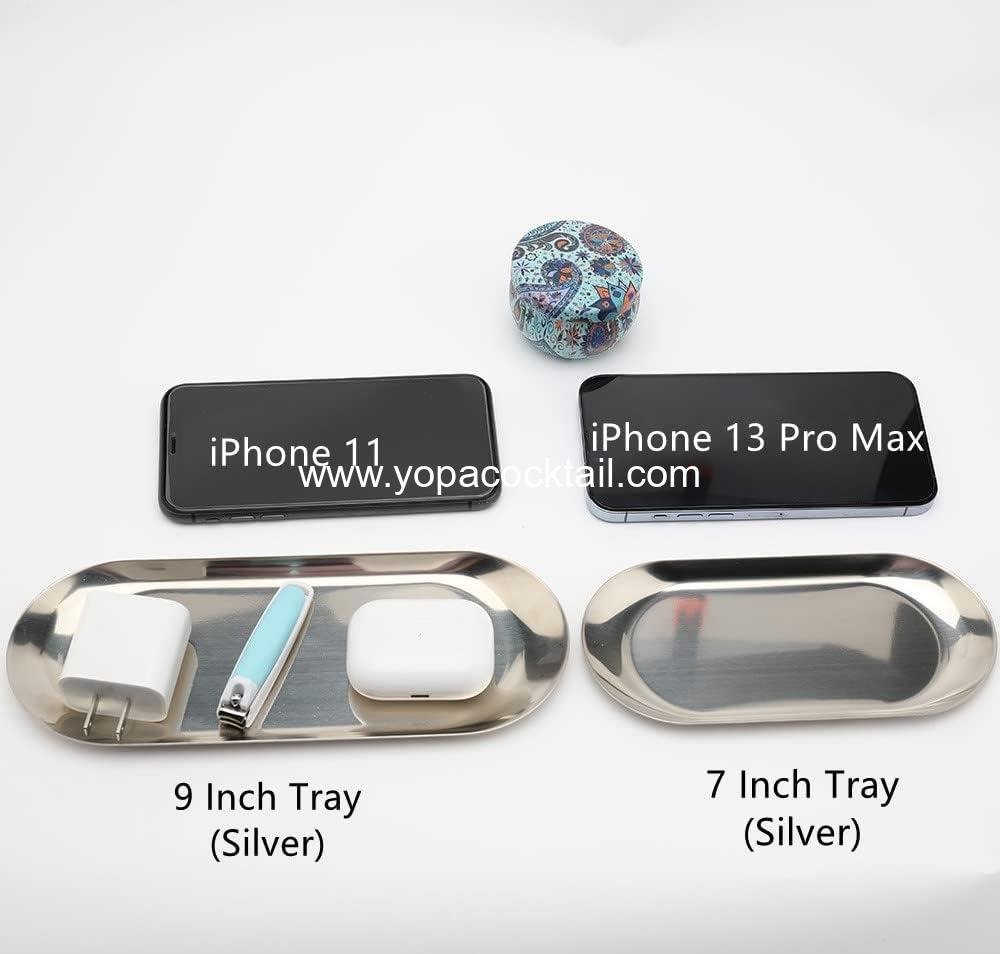 OEM Stainless Steel Decorative Tray Set of 2 - 7 Inch Oval Jewelry Dish and Cosmetics Organizer for Bathroom Clutter and Serving Platter, Small Storage Tray, Silver Supplier OEM Stainless Steel Decorative Tray Set of 2 - 7 Inch Oval Jewelry Dish and Cosmetics Organizer for Bathroom Clutter and Serving Platter, Small Storage Tray, Silver Supplier