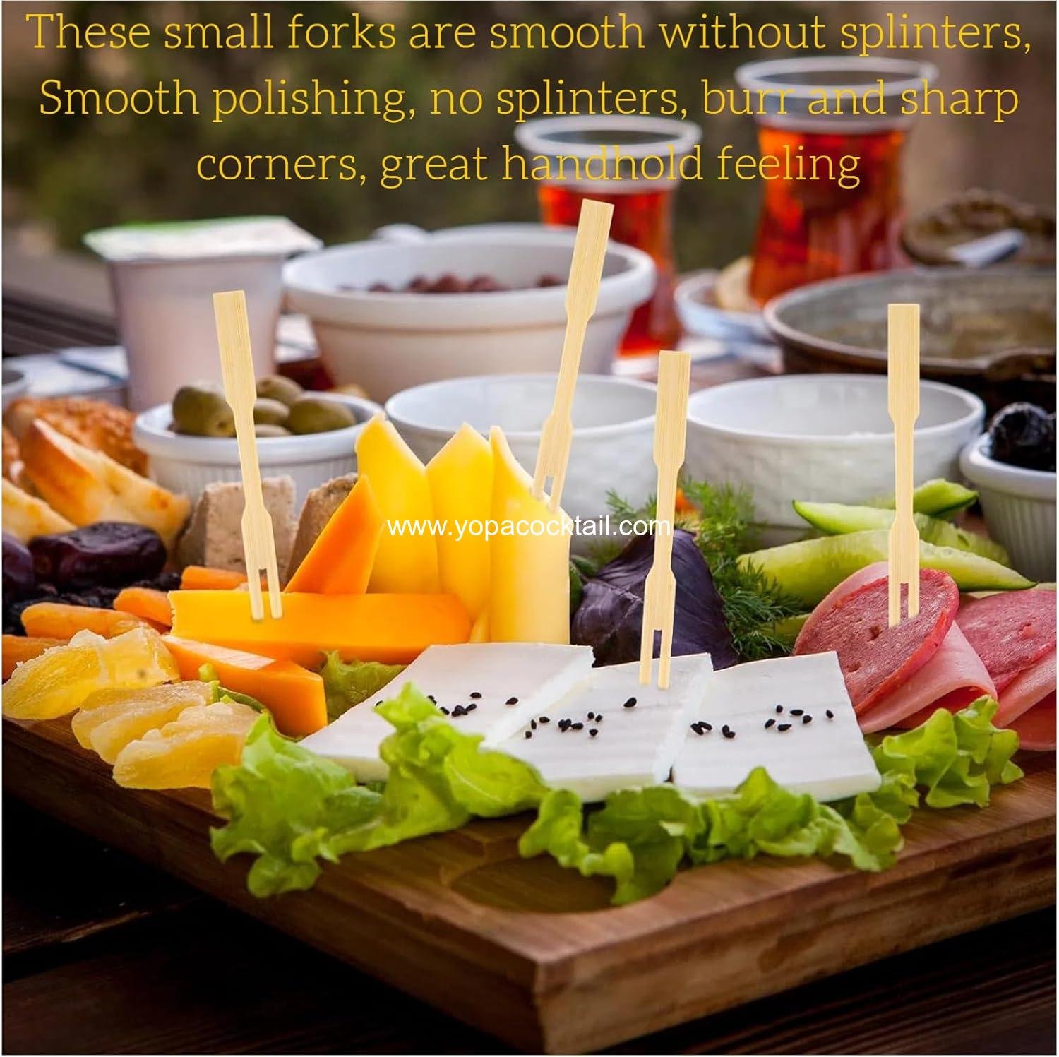 Wholesale Mini Bamboo Forks 3.5 Inches - Cocktail & Appetizer Forks, Disposable Tiny Food Picks for Parties, 100 PCS - Supplier