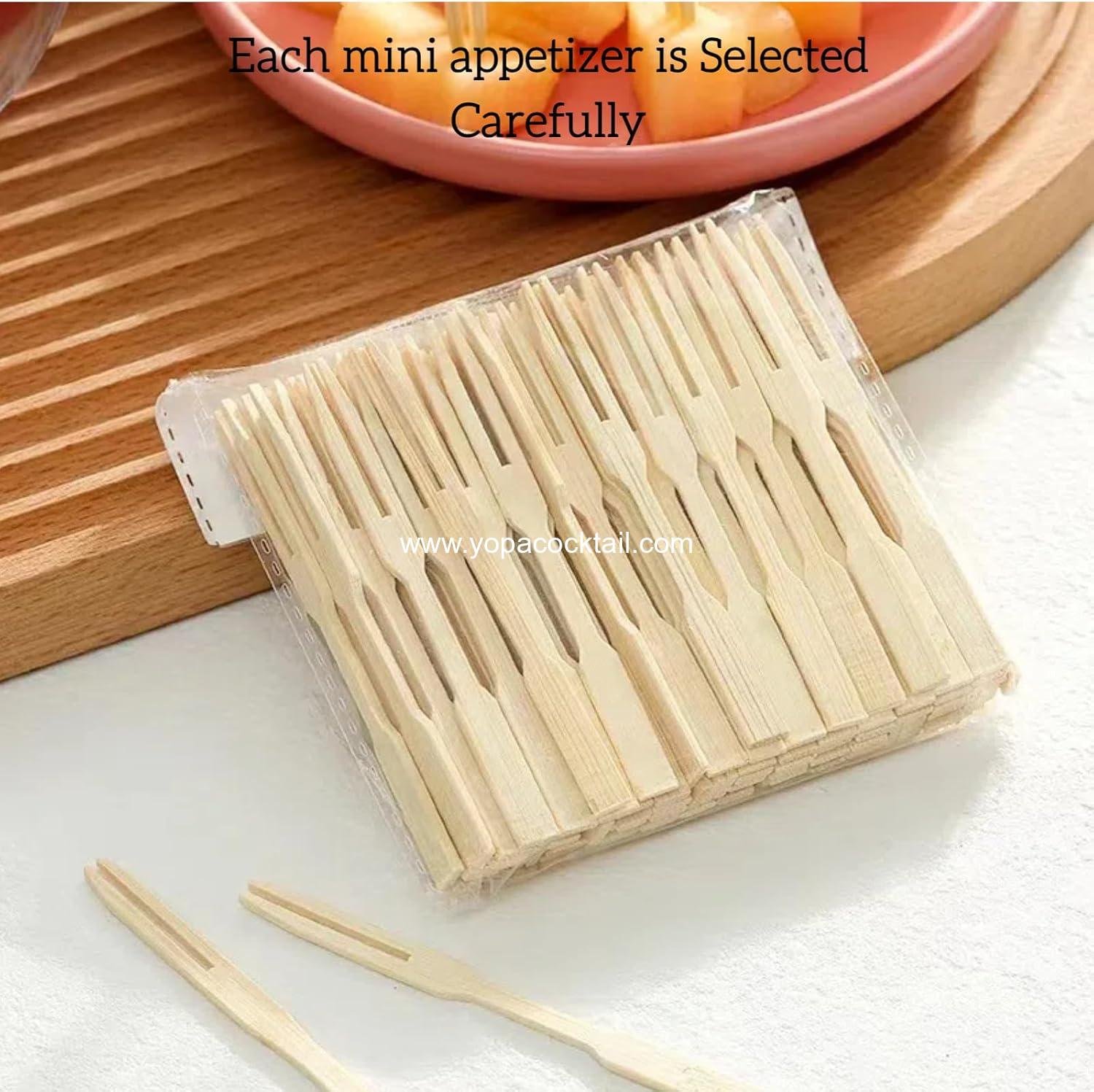Wholesale Mini Bamboo Forks 3.5 Inches - Cocktail & Appetizer Forks, Disposable Tiny Food Picks for Parties, 100 PCS - Supplier