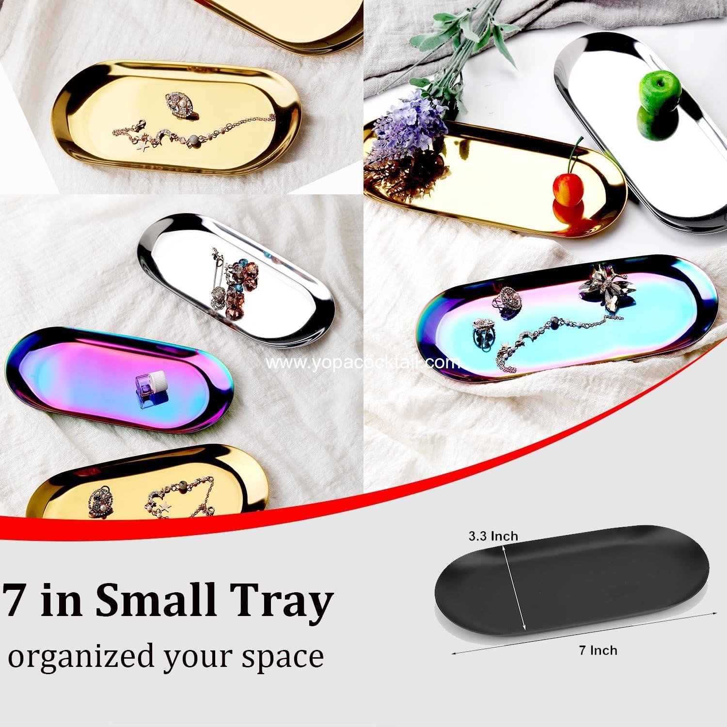 Wholesale Stainless Steel Decorative Tray Set of 2 - 7 Inch Oval Matte Black Jewelry Dish and Cosmetics Organizer for Bathroom Clutter Storage Platter - Supplier Wholesale Stainless Steel Decorative Tray Set of 2 - 7 Inch Oval Matte Black Jewelry Dish and Cosmetics Organizer for Bathroom Clutter Storage Platter - Supplier