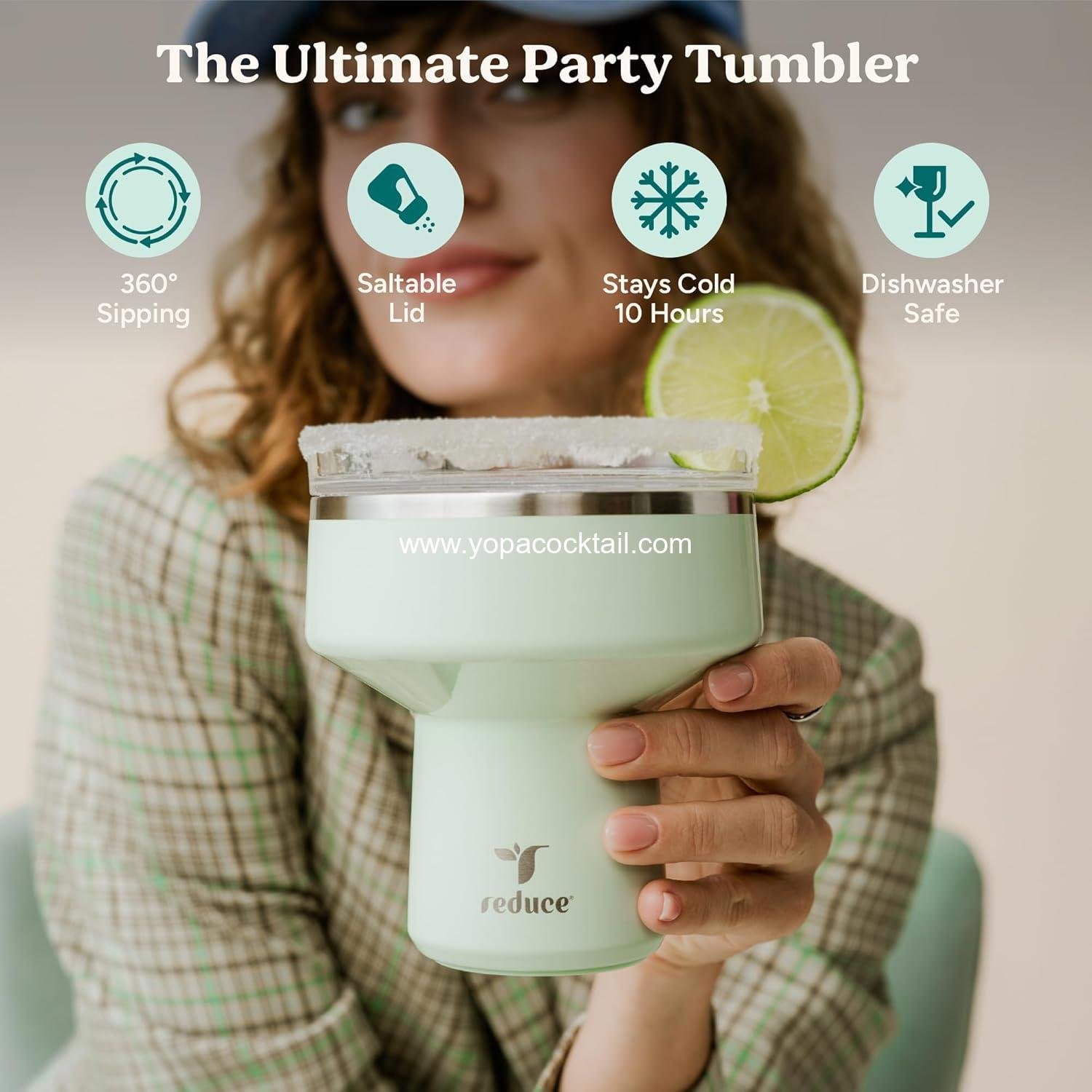 Wholesale Insulated 16 oz Cocktail Tumbler with Lid - Keeps Drinks Cold for 10 Hours - 360 Sippable Martini Glass Alternative - Shatterproof, Ideal for Parties - Palm Leaf Supplier