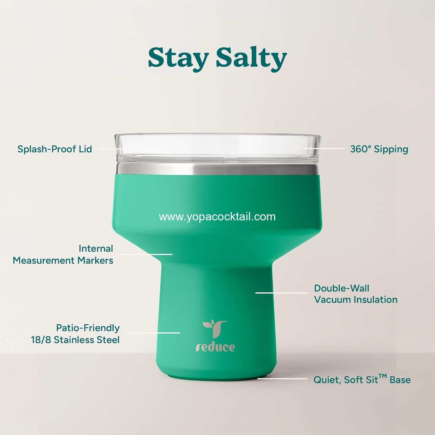 Wholesale Insulated 16 oz Cocktail Tumbler with Lid - Keeps Drinks Cold for 10 Hours - 360 Sippable Martini Glass Alternative - Shatterproof, Ideal for Parties - Palm Leaf Supplier