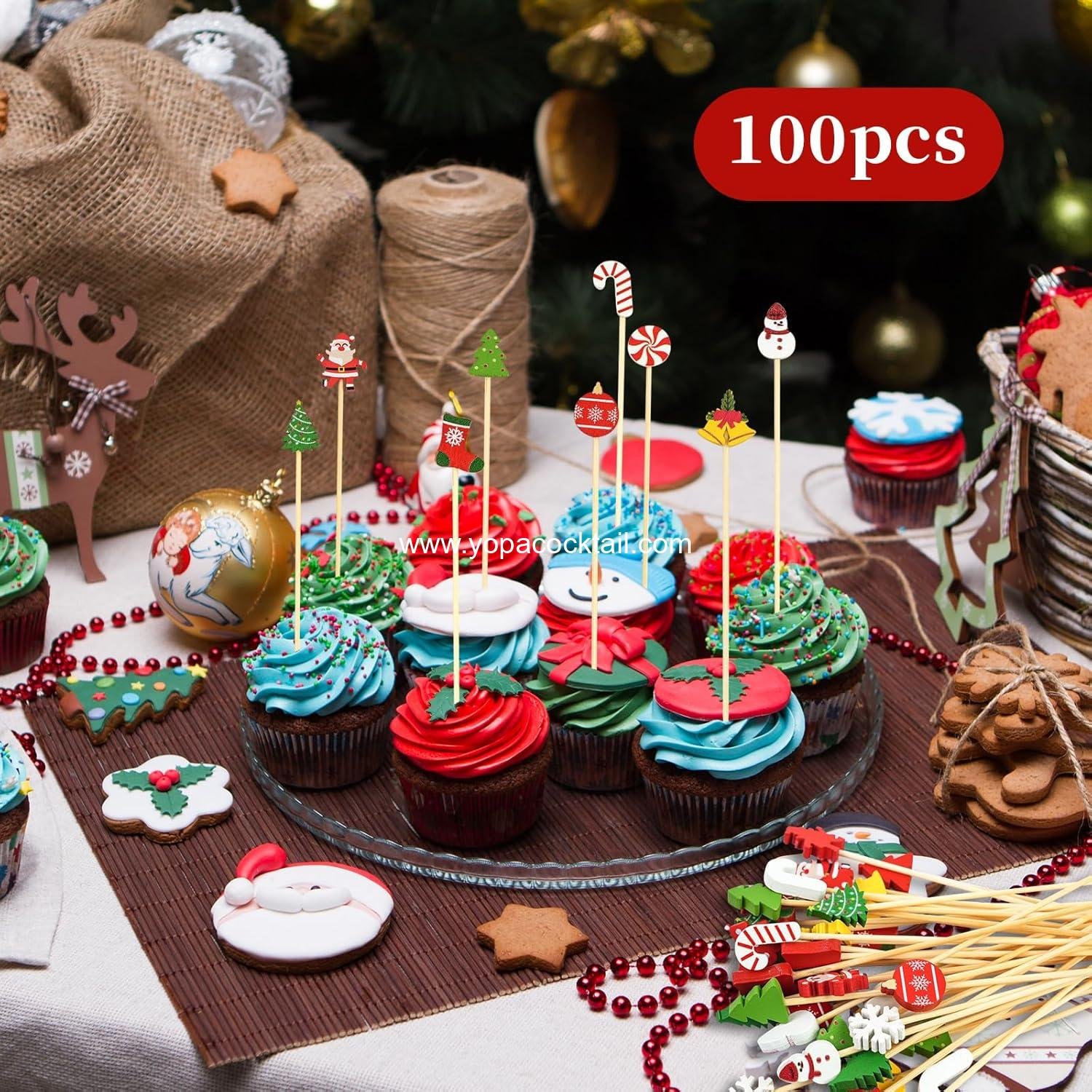 Wholesale Cocktail Picks 100PCS - 4.7 Inch Christmas Cocktail Sticks for Appetizers, Fruit, Desserts, and Sandwiches - Party Decorations Supplier Wholesale Cocktail Picks 100PCS - 4.7 Inch Christmas Cocktail Sticks for Appetizers, Fruit, Desserts, and Sandwiches - Party Decorations Supplier