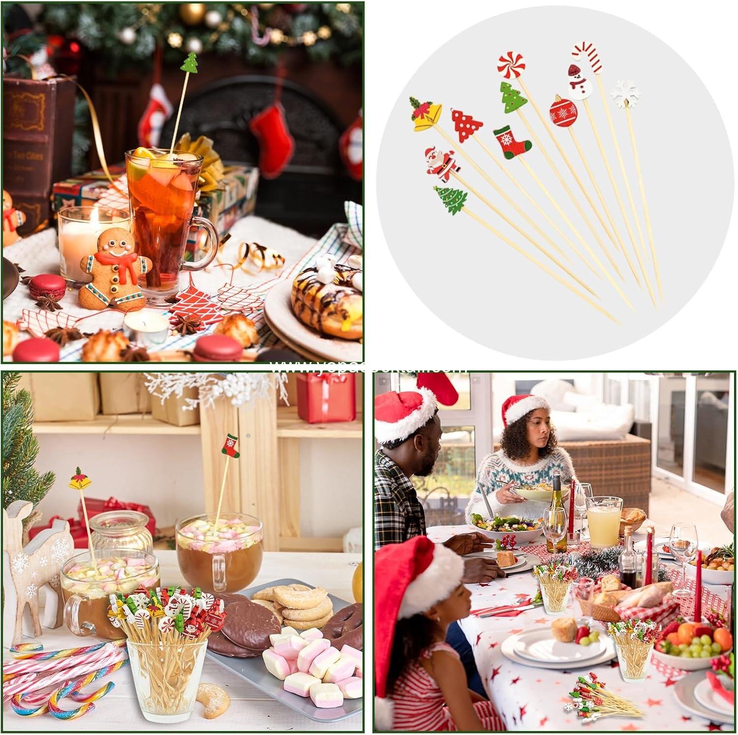 Wholesale Cocktail Picks 100PCS - 4.7 Inch Christmas Cocktail Sticks for Appetizers, Fruit, Desserts, and Sandwiches - Party Decorations Supplier Wholesale Cocktail Picks 100PCS - 4.7 Inch Christmas Cocktail Sticks for Appetizers, Fruit, Desserts, and Sandwiches - Party Decorations Supplier