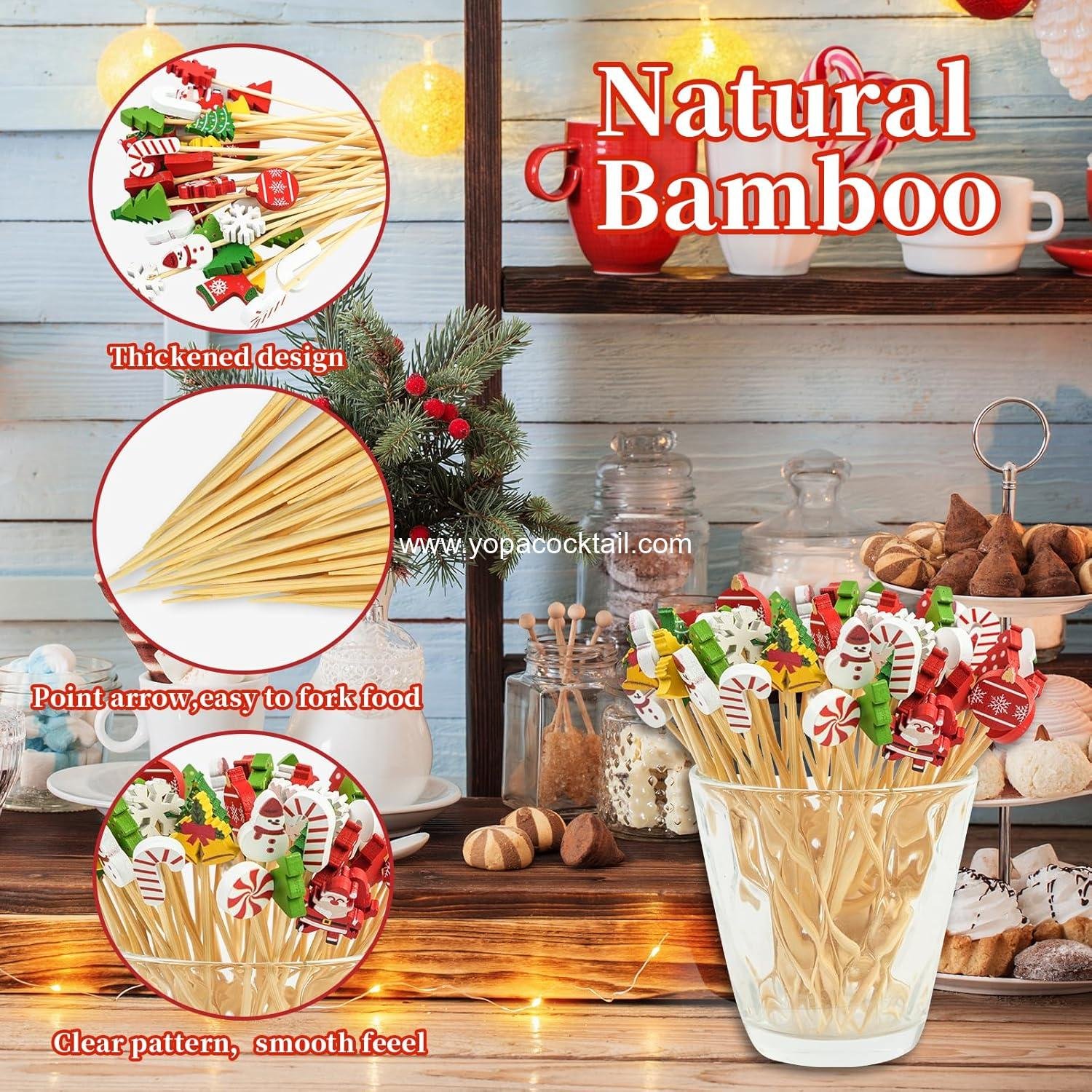 Wholesale Cocktail Picks 100PCS - 4.7 Inch Christmas Cocktail Sticks for Appetizers, Fruit, Desserts, and Sandwiches - Party Decorations Supplier Wholesale Cocktail Picks 100PCS - 4.7 Inch Christmas Cocktail Sticks for Appetizers, Fruit, Desserts, and Sandwiches - Party Decorations Supplier