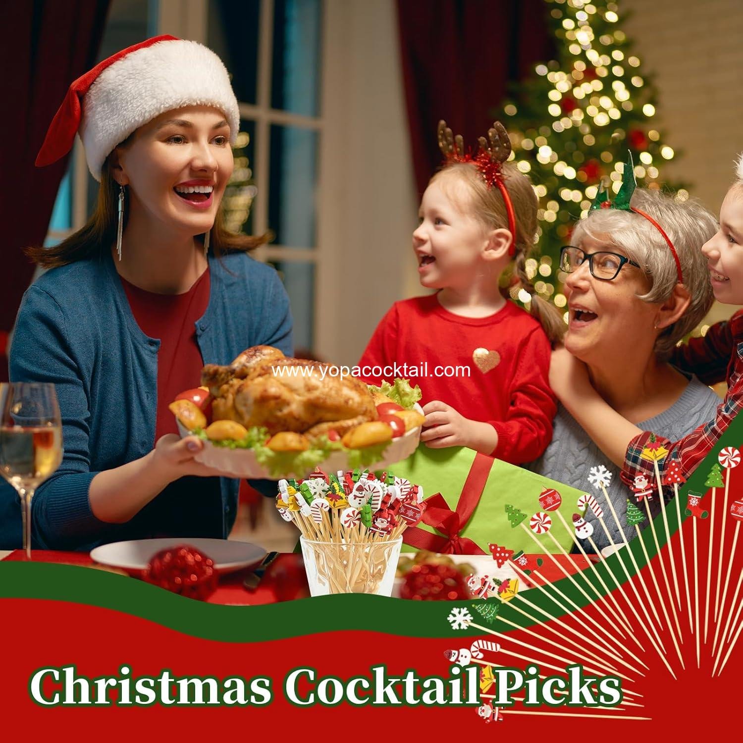 Wholesale Cocktail Picks 100PCS - 4.7 Inch Christmas Cocktail Sticks for Appetizers, Fruit, Desserts, and Sandwiches - Party Decorations Supplier Wholesale Cocktail Picks 100PCS - 4.7 Inch Christmas Cocktail Sticks for Appetizers, Fruit, Desserts, and Sandwiches - Party Decorations Supplier