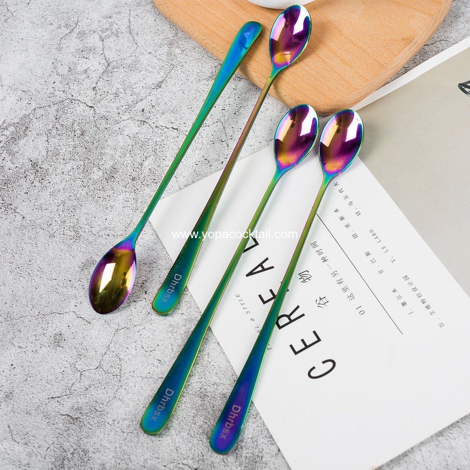 Wholesale Long-Handled Ice Tea Spoon Set of 4 (9 IN) - Cocktail Stir Spoons, Stainless Steel Coffee Spoons, Ice Cream Scoop - Supplier