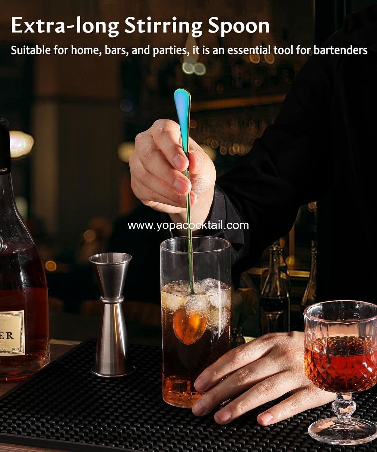Wholesale Long-Handled Ice Tea Spoon Set of 4 (9 IN) - Cocktail Stir Spoons, Stainless Steel Coffee Spoons, Ice Cream Scoop - Supplier