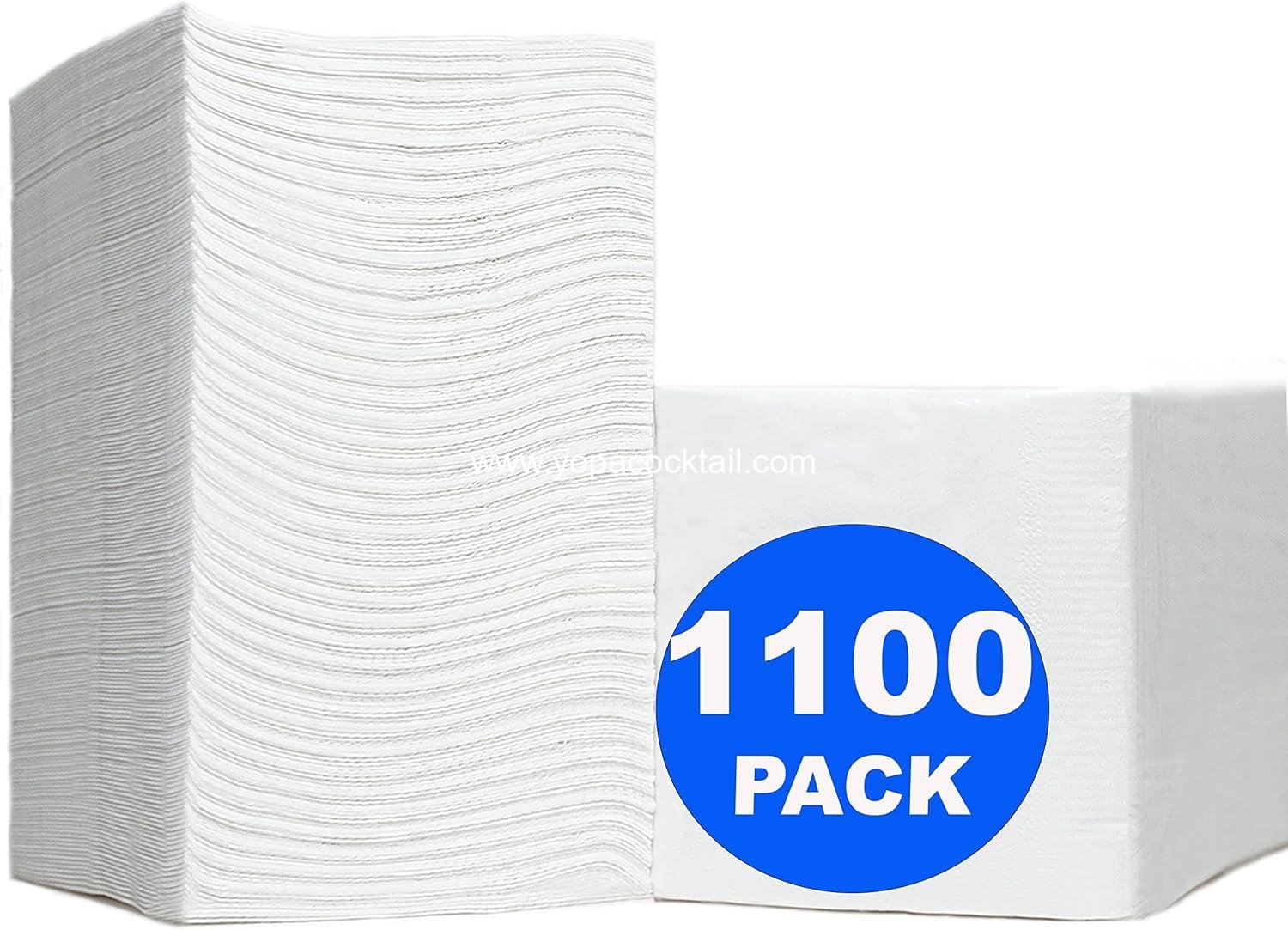 1100 Pack Cocktail Napkins Paper - Quality 3-Ply White Beverage Napkins - Restaurant, Event, Bar Napkins - Perfect Size Dessert Napkins - Party Napkins Bulk - Elegant Wedding Napkins Disposable