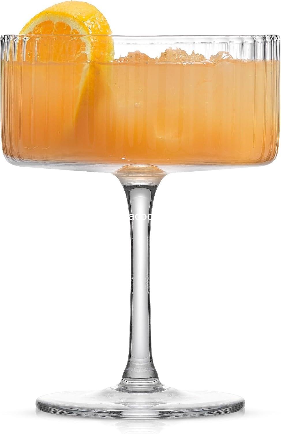 Wholesale Unique 10oz Fluted Coupe Glass Set of 2, Vintage Style Champagne Glasses for Cocktails and Martinis, Supplier