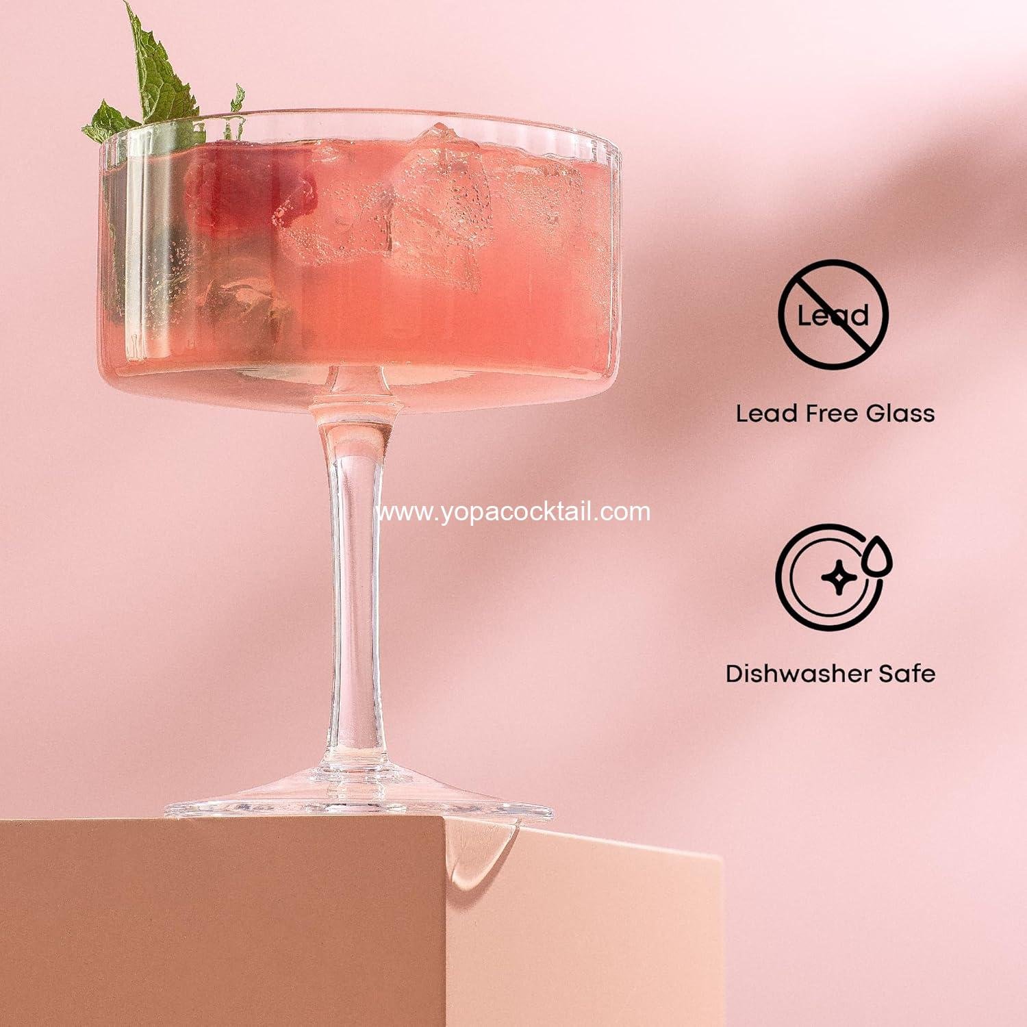 Wholesale Unique 10oz Fluted Coupe Glass Set of 2, Vintage Style Champagne Glasses for Cocktails and Martinis, Supplier