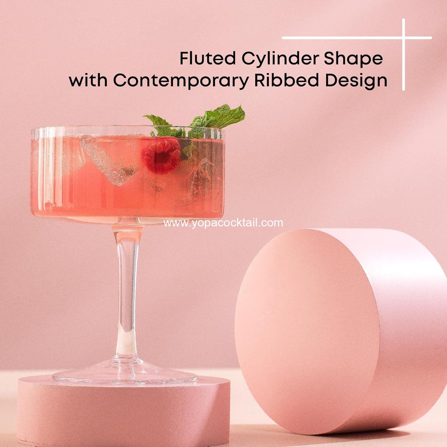 Wholesale Unique 10oz Fluted Coupe Glass Set of 2, Vintage Style Champagne Glasses for Cocktails and Martinis, Supplier