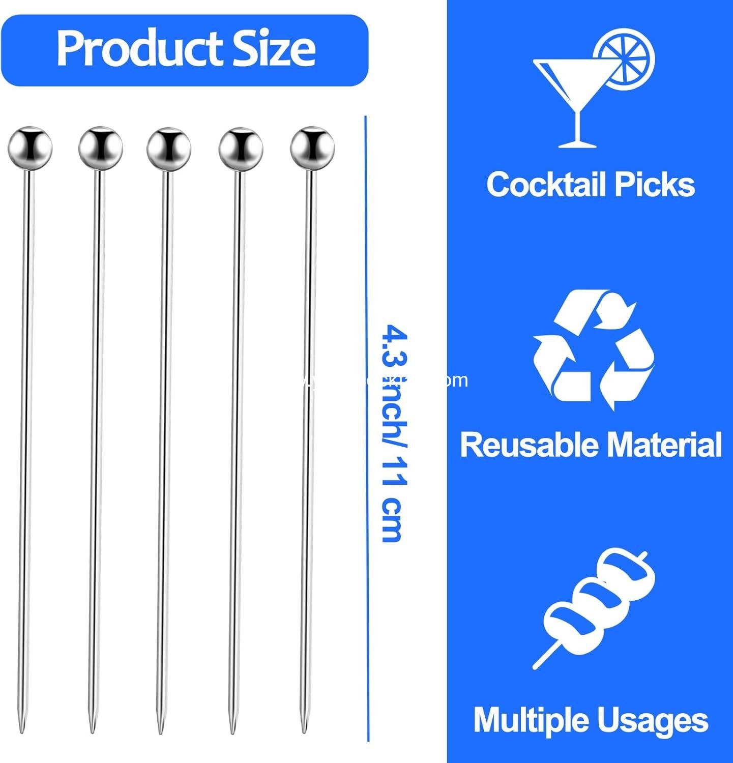 Wholesale 20Pcs Stainless Steel Cocktail Picks, 4 Inch Reusable Metal Skewers for Appetizers and Drinks, Silver Supplier Wholesale 20Pcs Stainless Steel Cocktail Picks, 4 Inch Reusable Metal Skewers for Appetizers and Drinks, Silver Supplier