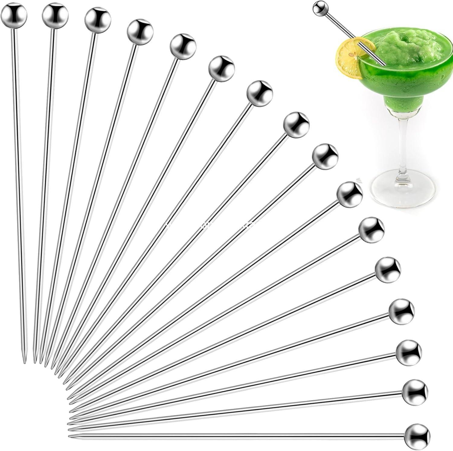 20Pcs Cocktail Picks Stainless Steel, 4 Inch Reusable Metal Cocktail Skewers Olive Martini Pick, for Appetizers Bloody Mary Drink Decor, Silver