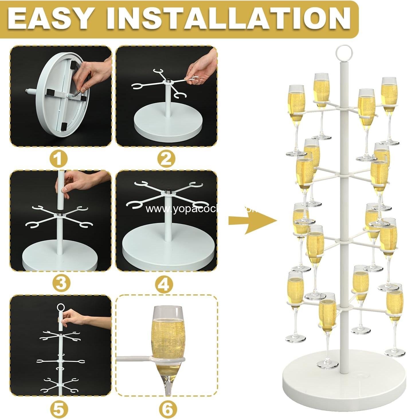 Wholesale 4-Tier Metal Cocktail Tree Stand, Champagne Tower for Weddings, Bridal Showers, Parties & Events, 2 Pack, White, Supplier
