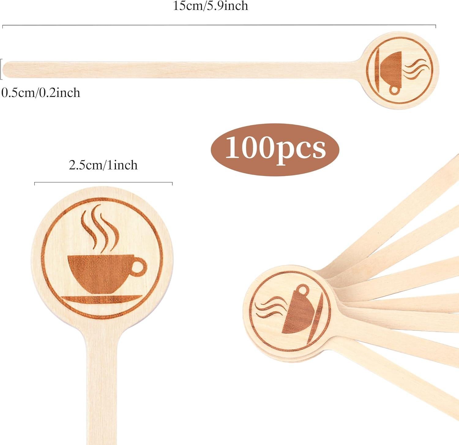 Wholesale 100 Pcs 5.9 Inch Natural Wooden Coffee Stirrers with Round Ends, Disposable Biodegradable Stir Sticks for Beverages, Cocktails, and Tea - Supplier Wholesale 100 Pcs 5.9 Inch Natural Wooden Coffee Stirrers with Round Ends, Disposable Biodegradable Stir Sticks for Beverages, Cocktails, and Tea - Supplier