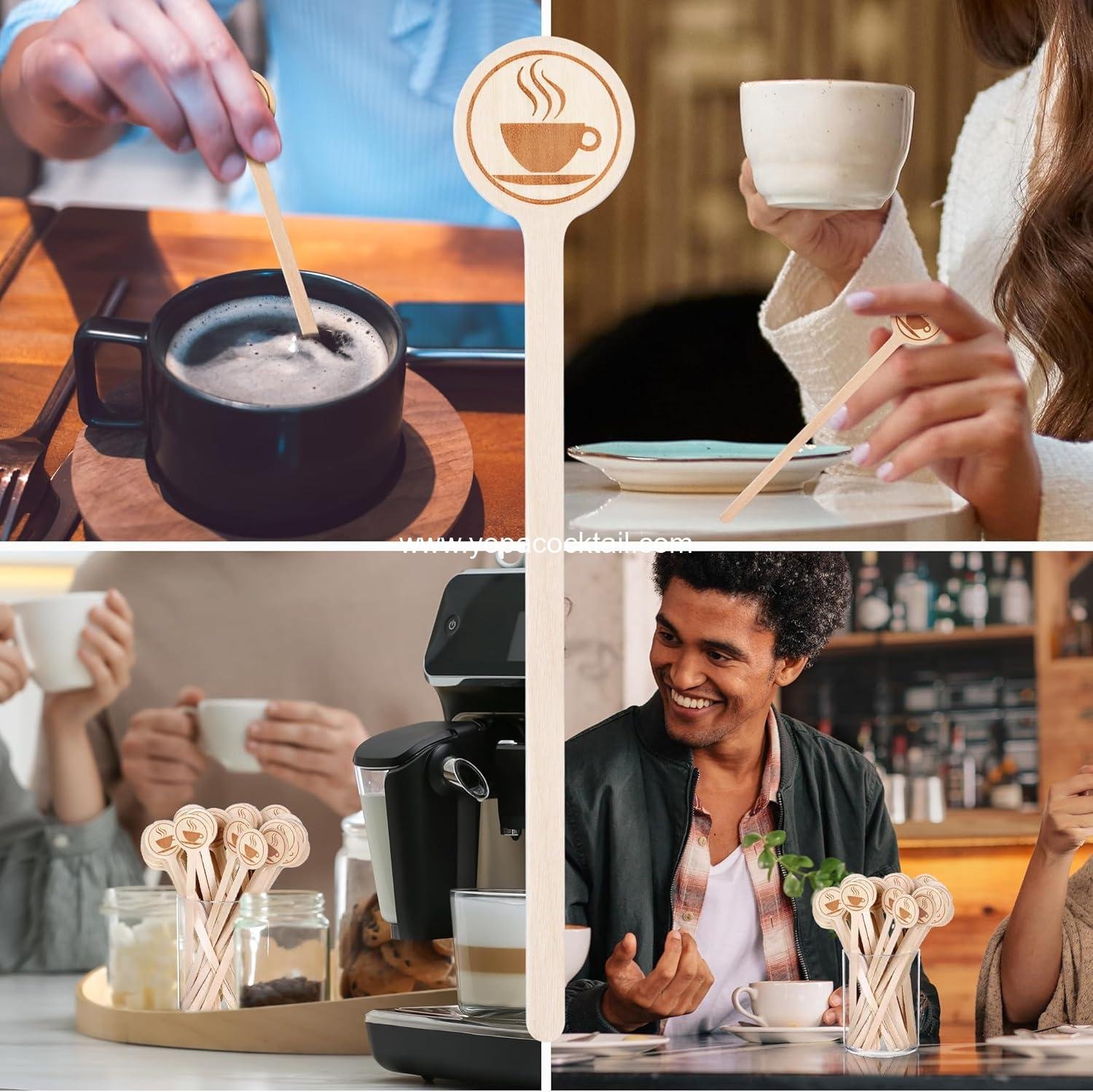 Wholesale 100 Pcs 5.9 Inch Natural Wooden Coffee Stirrers with Round Ends, Disposable Biodegradable Stir Sticks for Beverages, Cocktails, and Tea - Supplier Wholesale 100 Pcs 5.9 Inch Natural Wooden Coffee Stirrers with Round Ends, Disposable Biodegradable Stir Sticks for Beverages, Cocktails, and Tea - Supplier