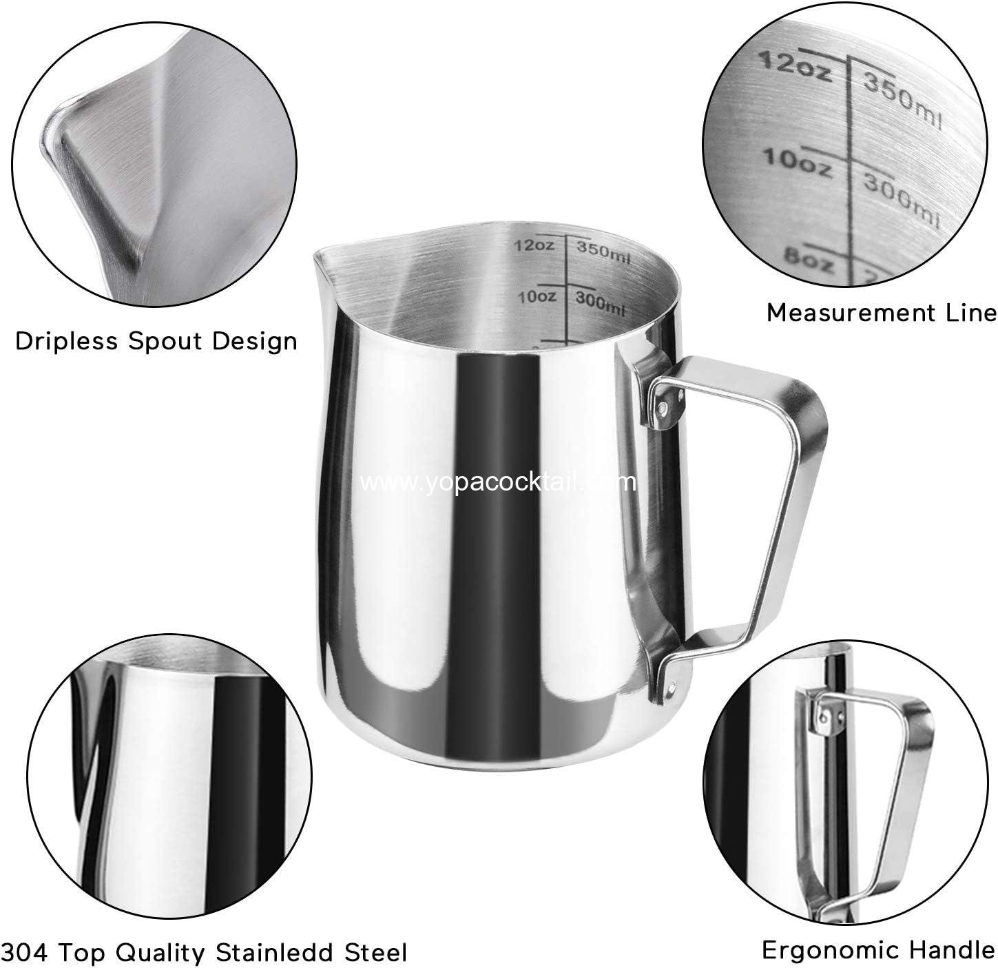 Wholesale Stainless Steel Milk Frothing Pitcher, 12 Ounce (350 ML) Cappuccino Pouring Jug for Latte Art and Espresso Creamer Cup - Supplier