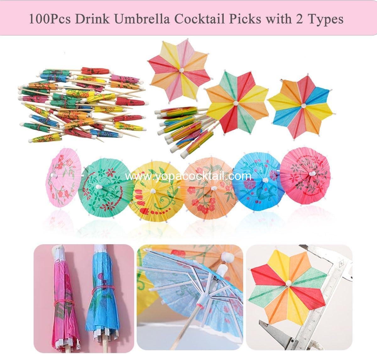 Wholesale Colorful Cocktail Picks with Drink Umbrellas and Toothpicks for Drinks, 100pcs, Perfect for Weddings, Birthdays, Gatherings, BBQs, and Tiki Bars, Supplier