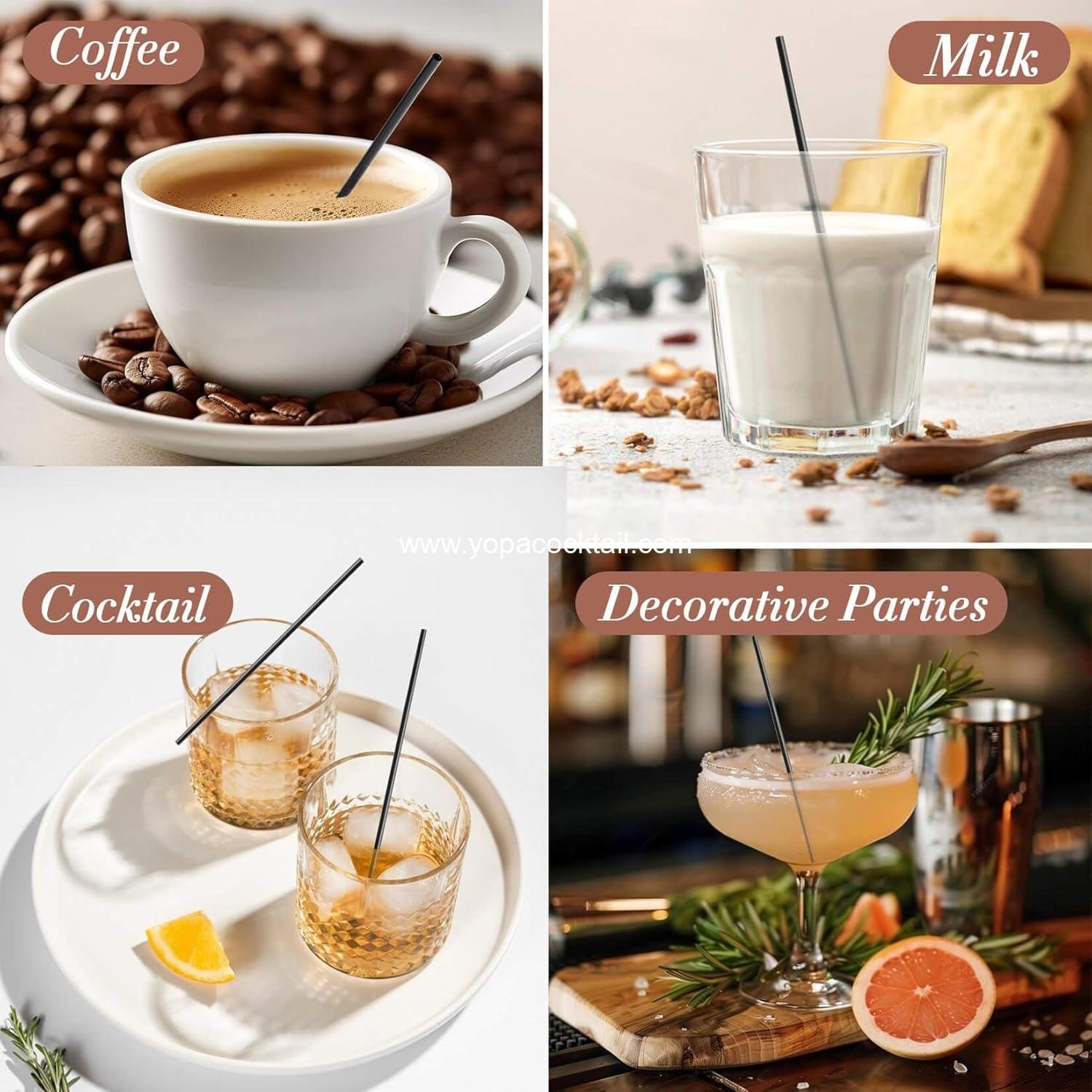 Wholesale Black Plastic Cocktail Straws - 5 Inch Disposable Sip Stirrers for Coffee, Milk, Juice, Cocktails, and Chocolate - Ideal for Parties and Bars - Supplier