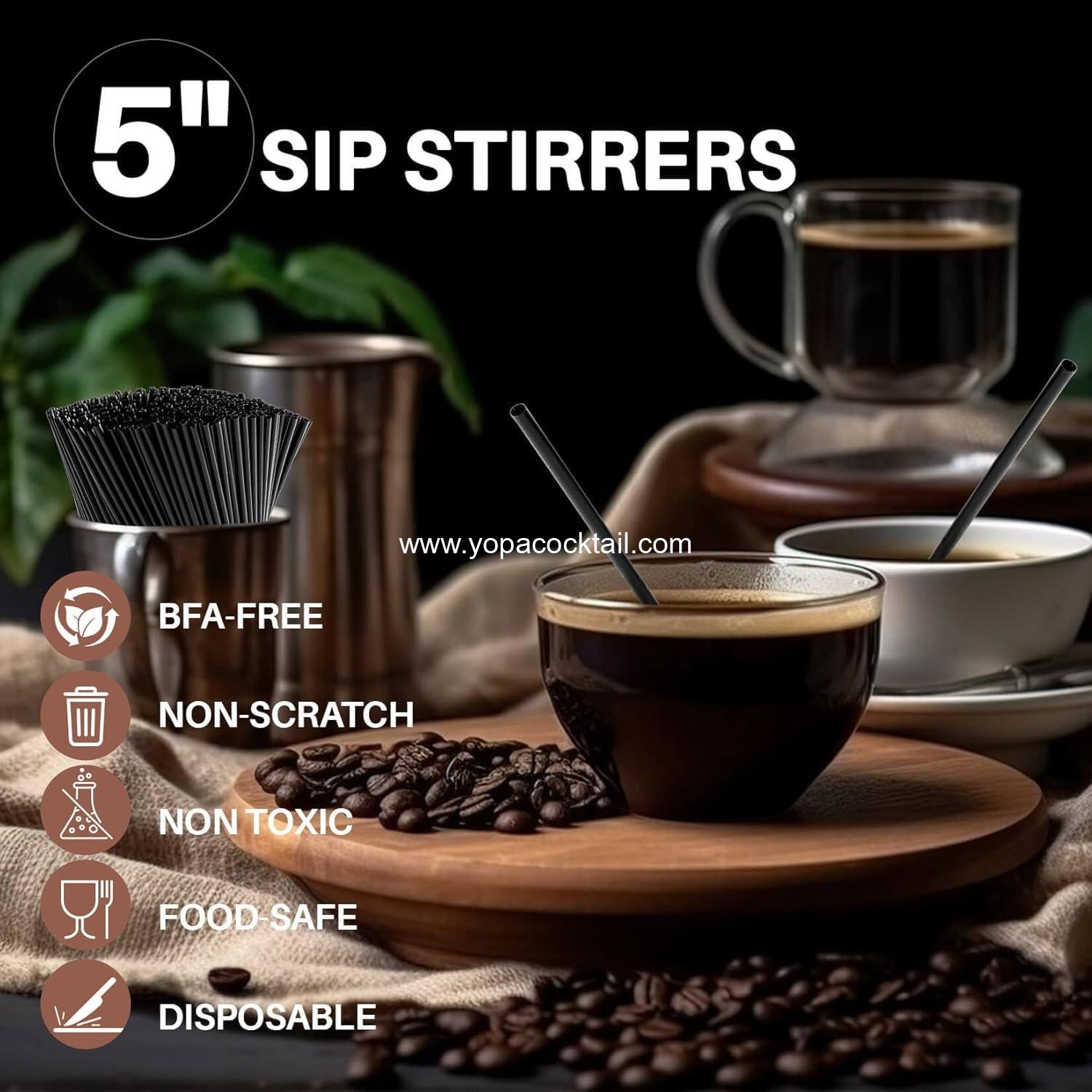 Wholesale Black Plastic Cocktail Straws - 5 Inch Disposable Sip Stirrers for Coffee, Milk, Juice, Cocktails, and Chocolate - Ideal for Parties and Bars - Supplier