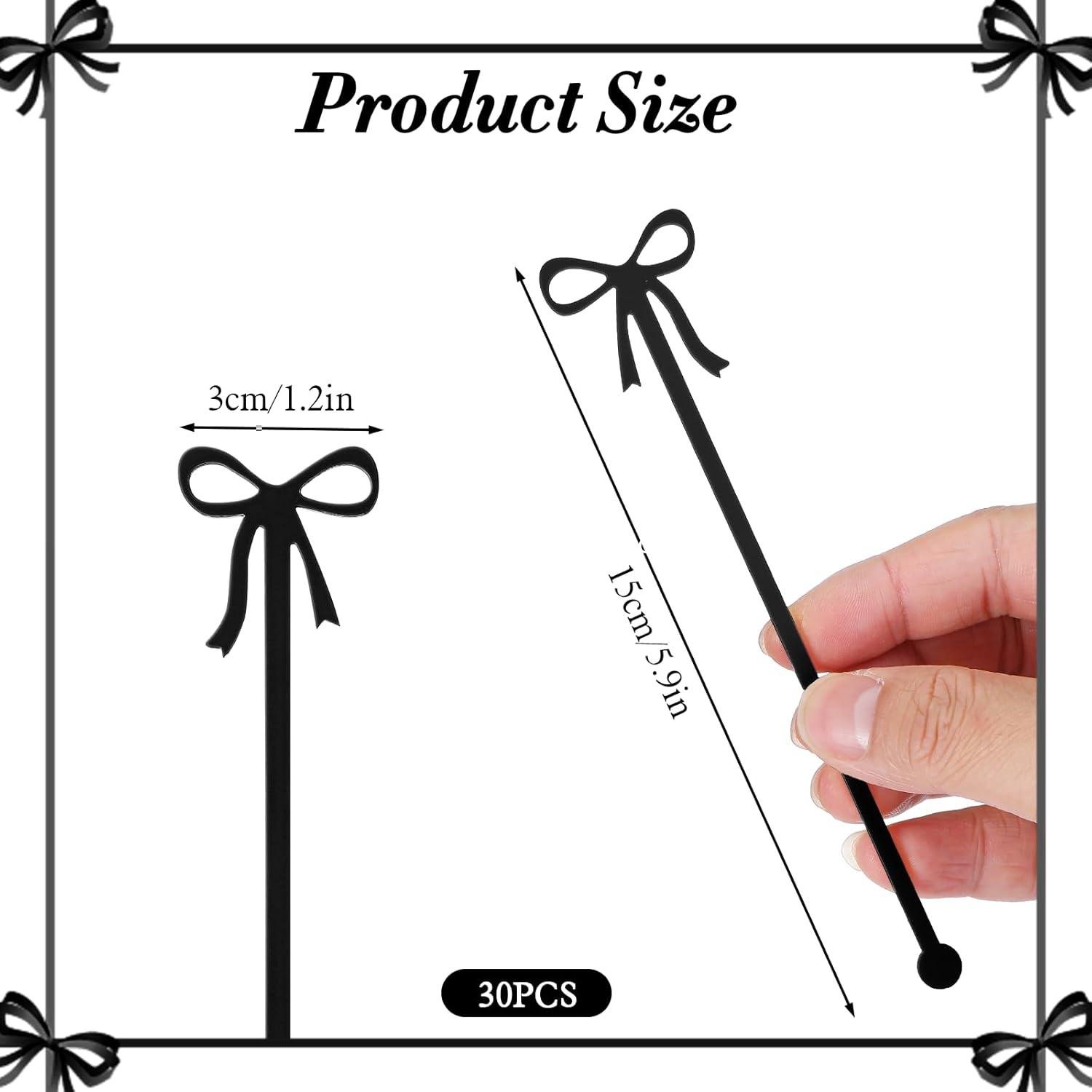 Wholesale 30 Pack Acrylic Bow Drink Stirrers, Swizzle Sticks for Cocktails and Coffee, Reusable for Bachelorette, Wedding, and Bridal Shower Party Decorations (Black) Supplier