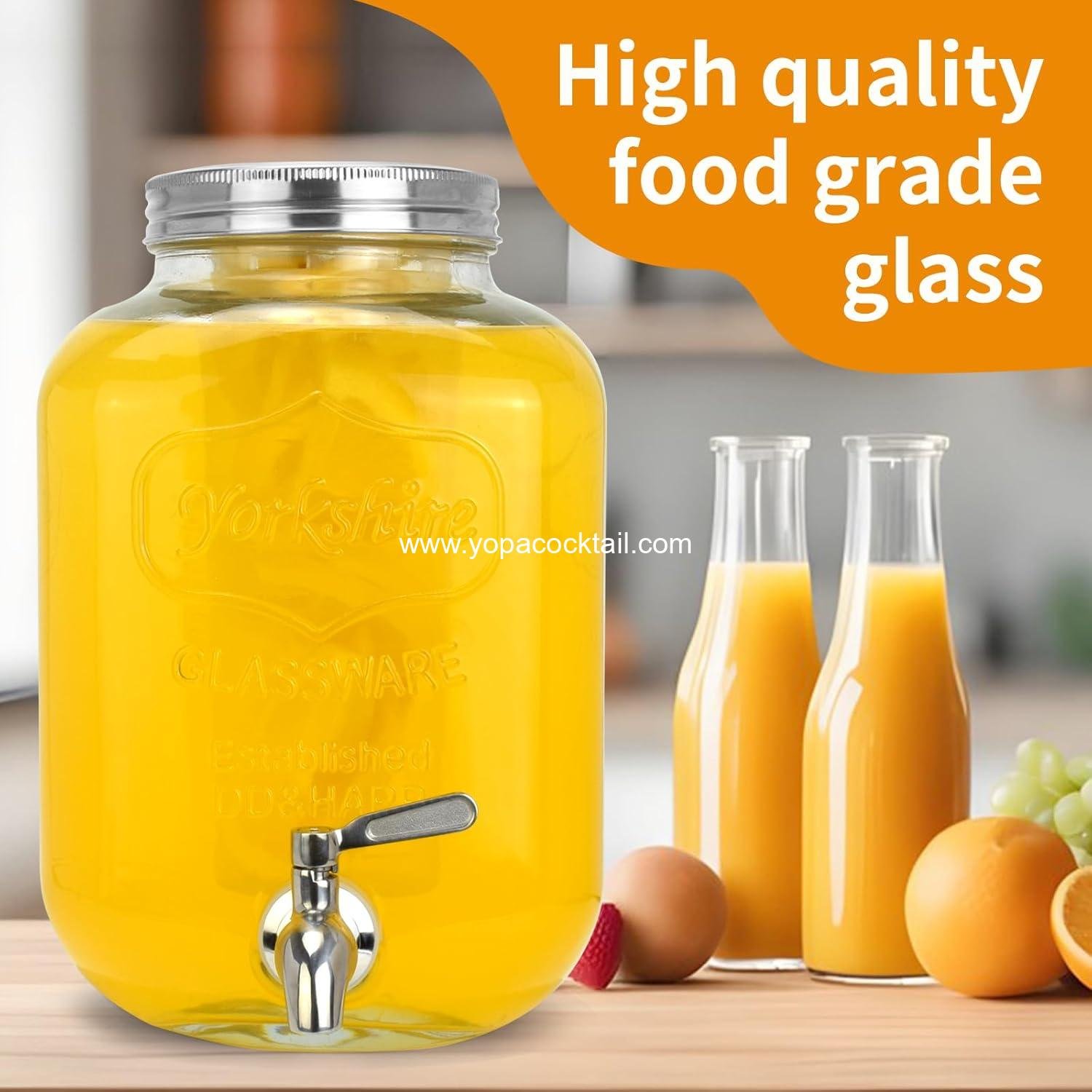 Wholesale Glass Beverage Dispenser with Stainless Steel Spigot, 1.2 Gallon Mason Jar Drink Dispenser for Sun Tea, Lemonade, and Juice at Weddings & Events, Leak-Proof with Infuser Included - Supplier