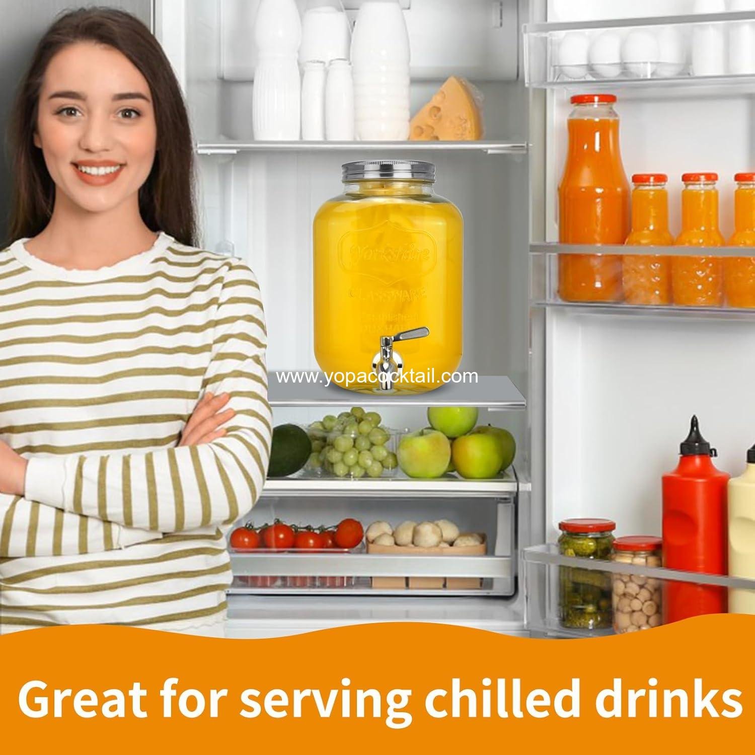 Wholesale Glass Beverage Dispenser with Stainless Steel Spigot, 1.2 Gallon Mason Jar Drink Dispenser for Sun Tea, Lemonade, and Juice at Weddings & Events, Leak-Proof with Infuser Included - Supplier