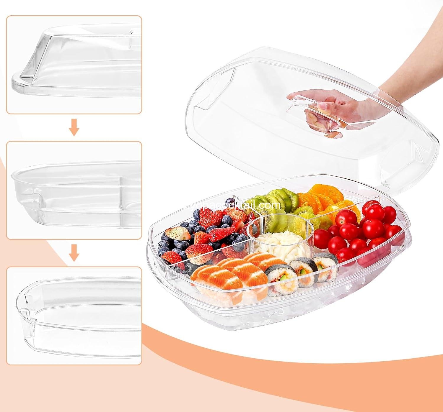 Wholesale Fruit Ice Serving Tray, Chilled Veggie and Shrimp Cocktail Platter with Lid and 4 Compartments - Appetizer Serving Dish for Parties, Supplier Wholesale Fruit Ice Serving Tray, Chilled Veggie and Shrimp Cocktail Platter with Lid and 4 Compartments - Appetizer Serving Dish for Parties, Supplier