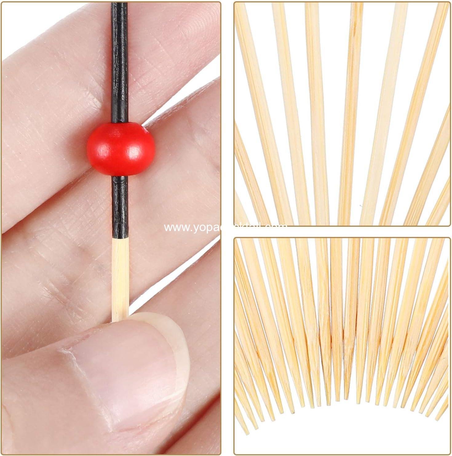 Wholesale 200 Pack Cocktail Picks Fancy Toothpicks for Appetizers 4.7 Inch Pearl Skewers for Drinks Bamboo Flavored Sticks Charcuterie Fruit Accessories for Birthday Wedding Party Supplier