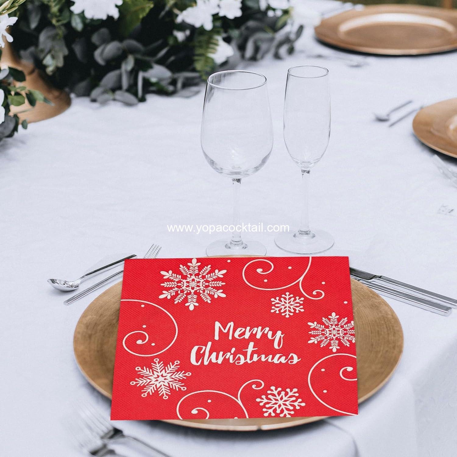 Wholesale 40 Pack Winter Theme Christmas Cocktail Napkins - 4 Assorted Styles, Perfect for Holiday Decor and Dinner Supplies, Supplier